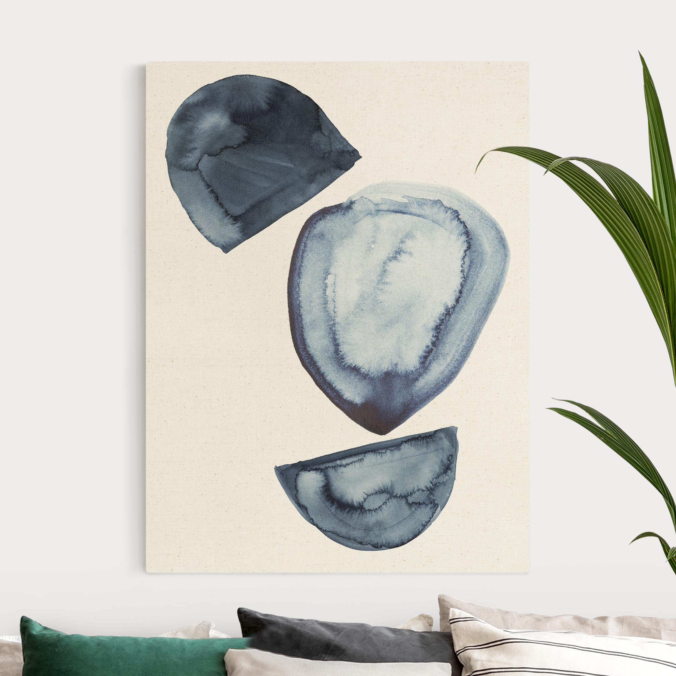 Leinwandbild auf Canvas Natural Japandi Aquarell Balance in Blau