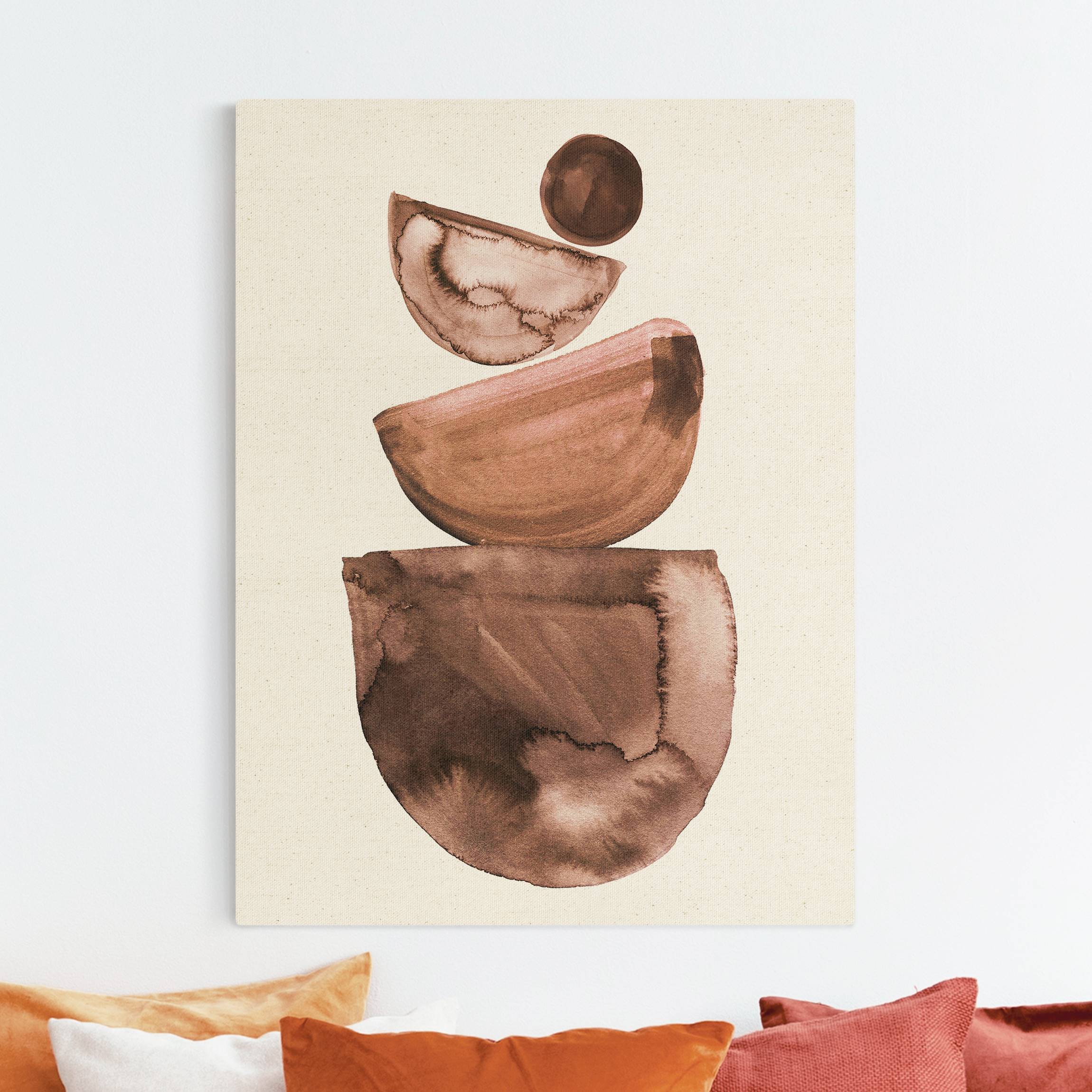 Leinwandbild auf Canvas Natural Japandi Aquarell Balance mit Kreis