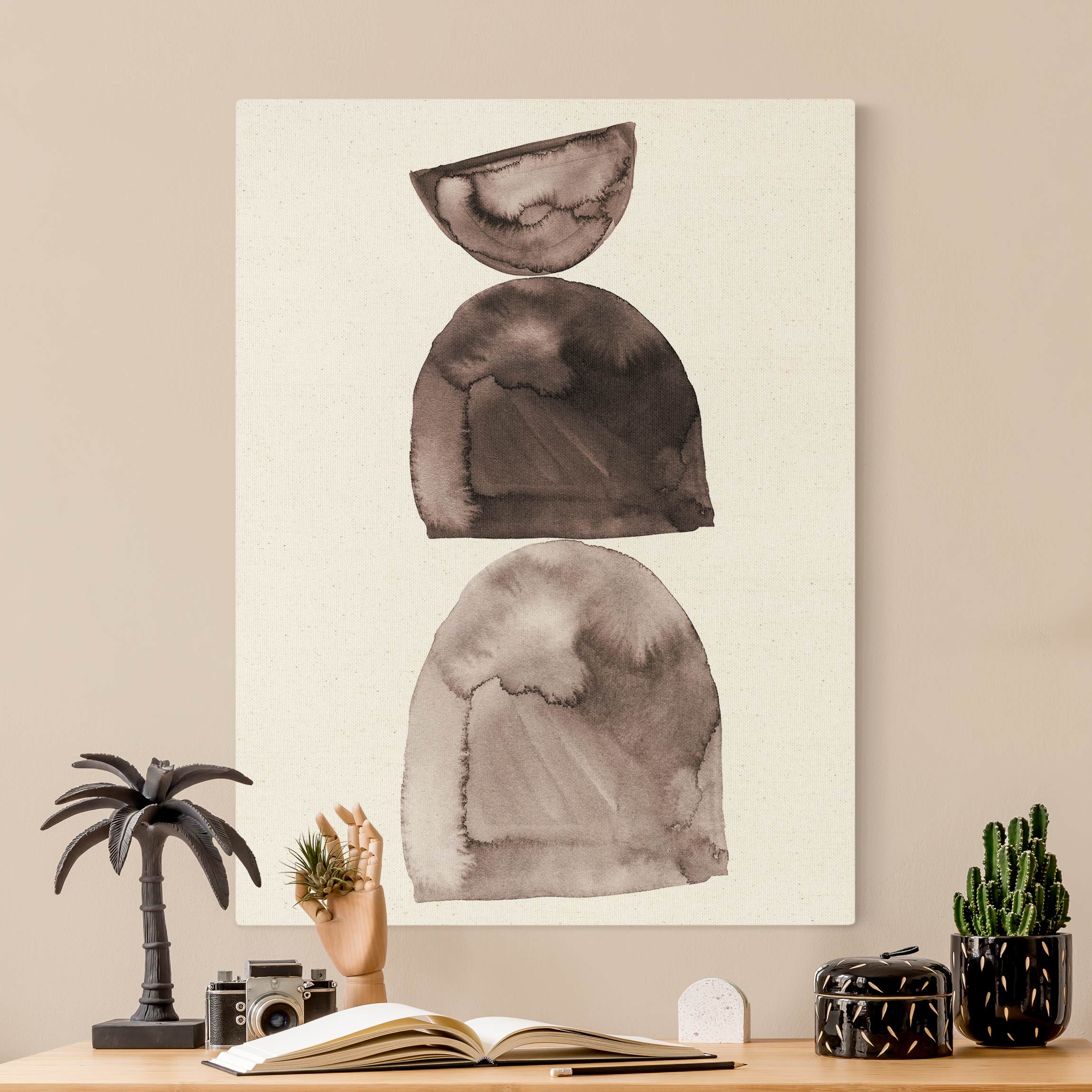 Leinwandbild auf Naturcanvas Japandi Aquarell Balance