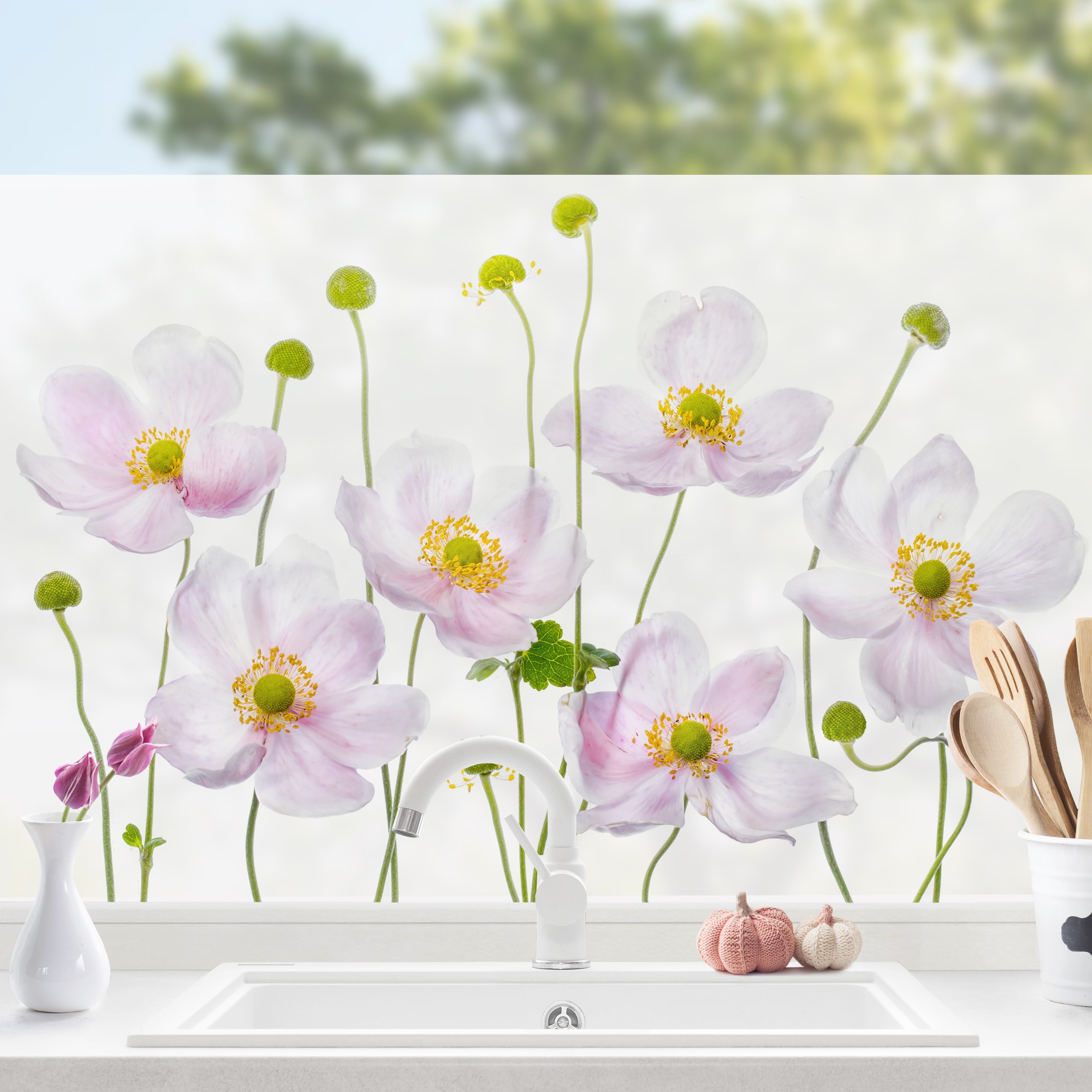 Fensterfolie Japanische Anemonen