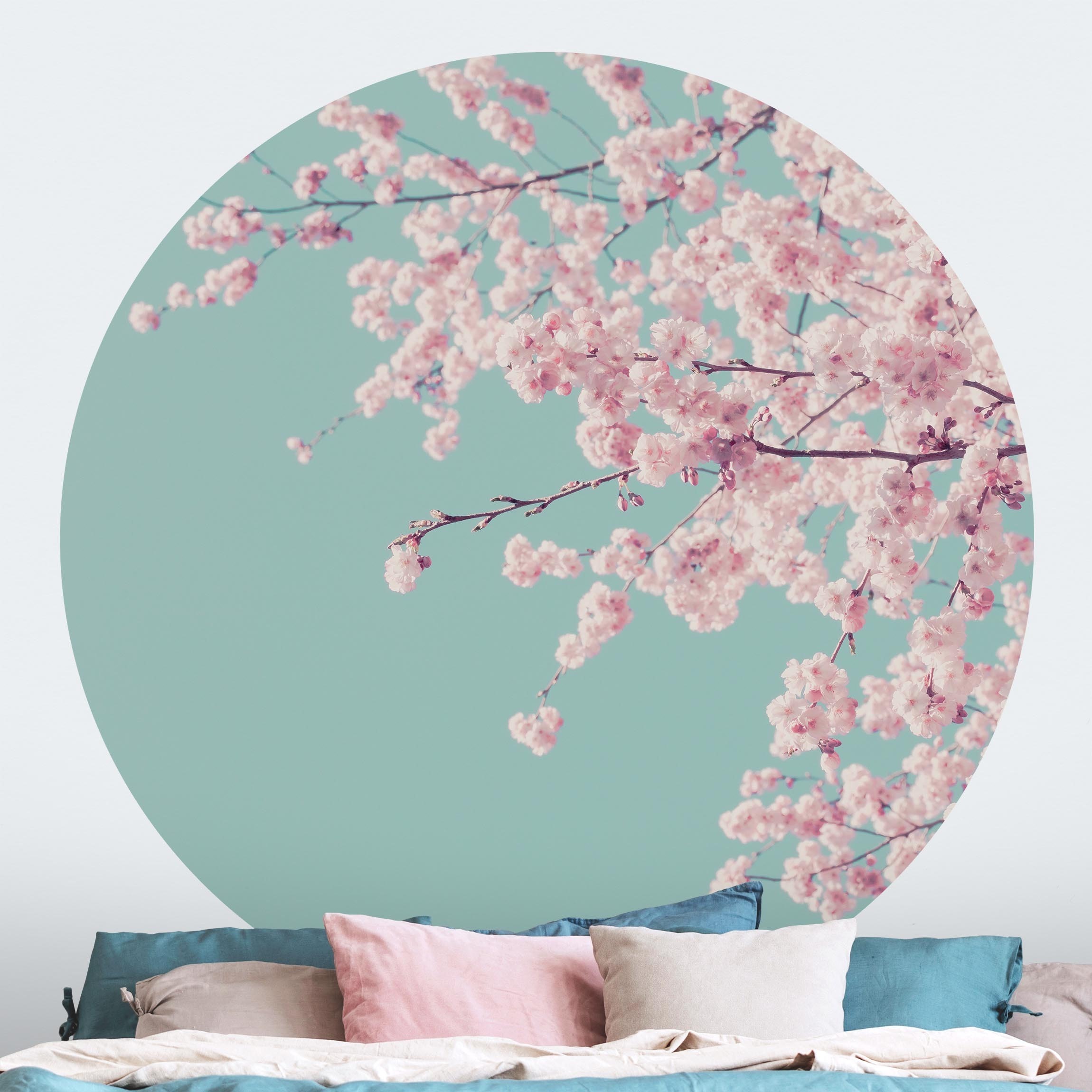 Runde Tapete selbstklebend Japanische Kirschblüte