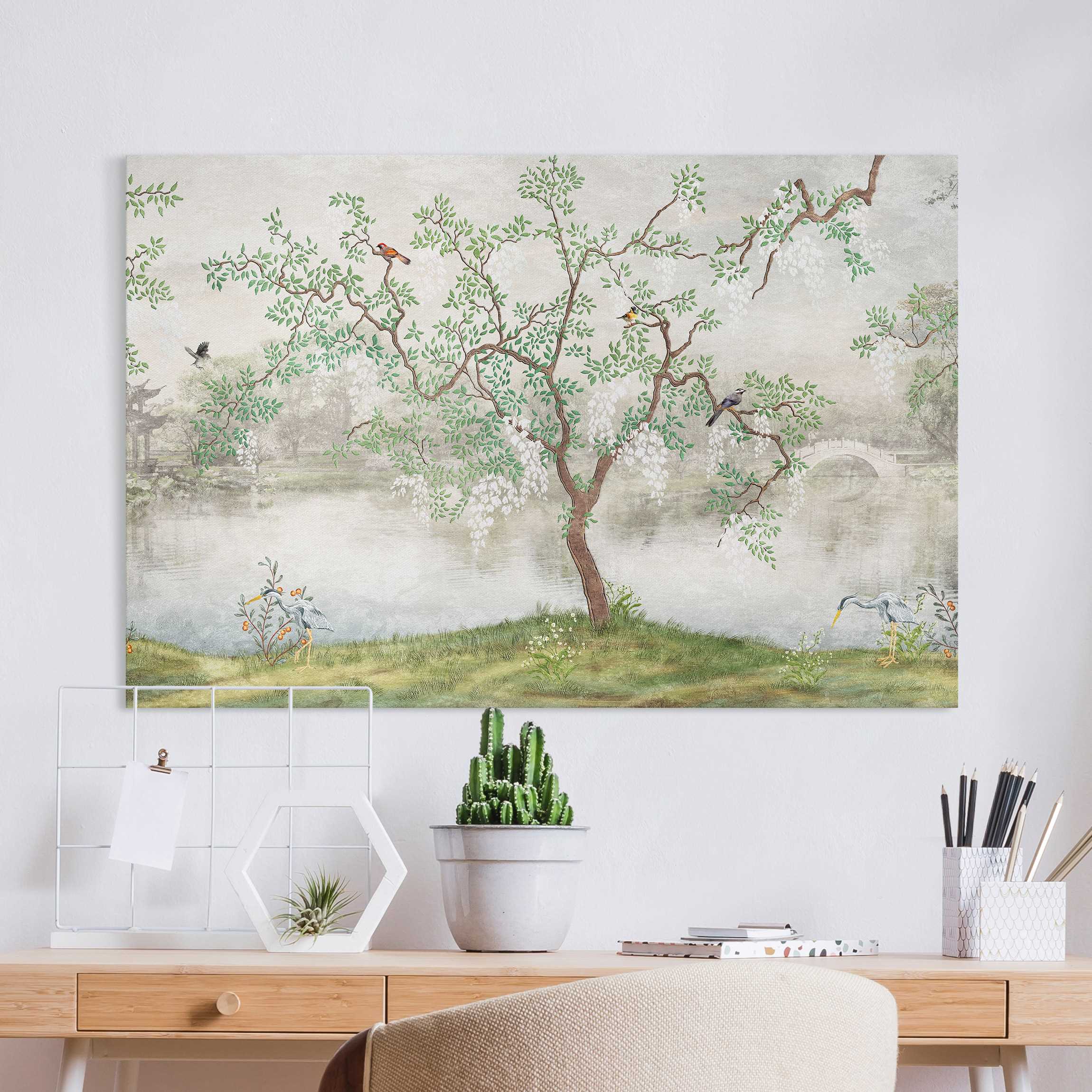 Leinwandbild Japanischer Garten im Nebel