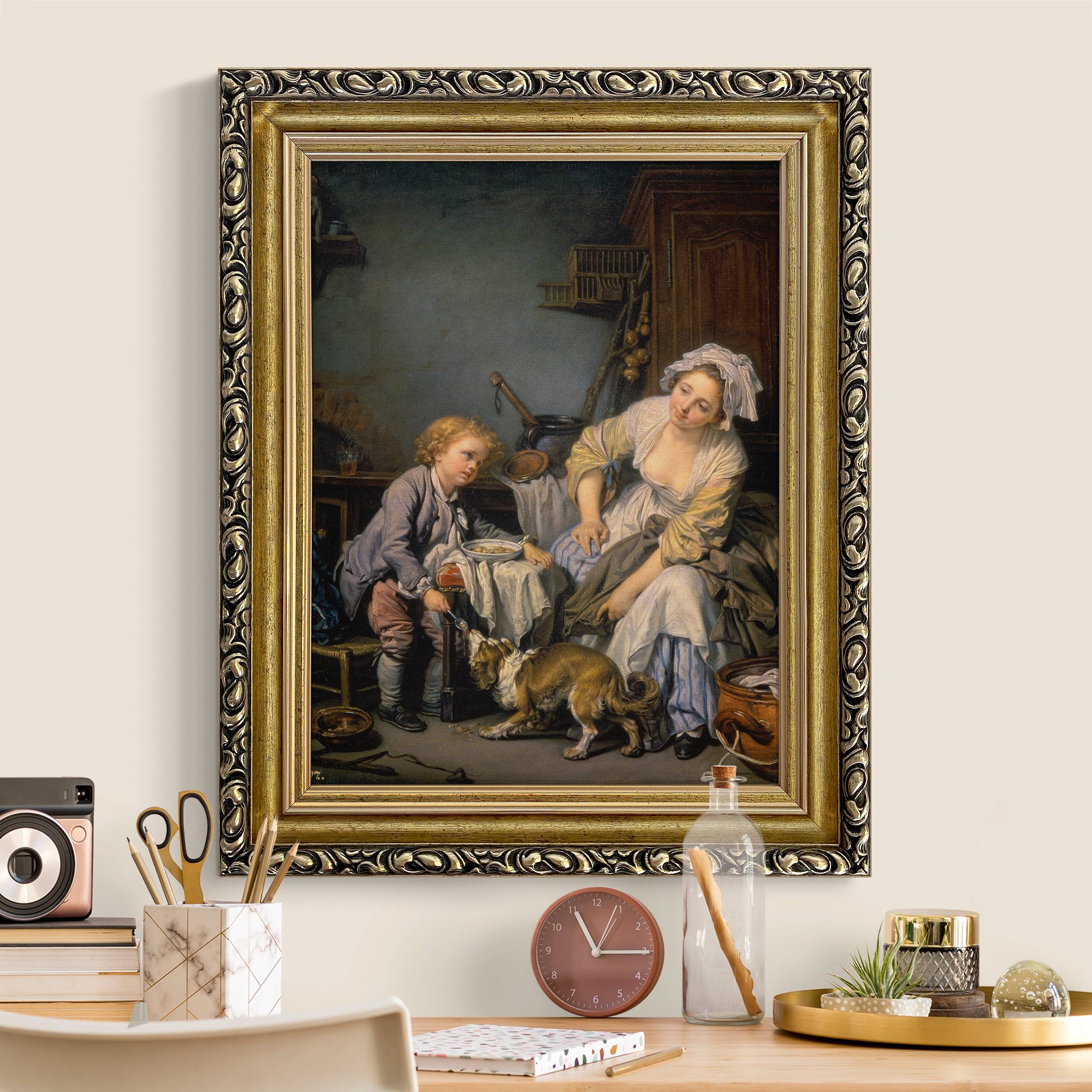 Leinwandbild in Barockrahmen Jean Baptiste Greuze - Das verwöhnte Kind
