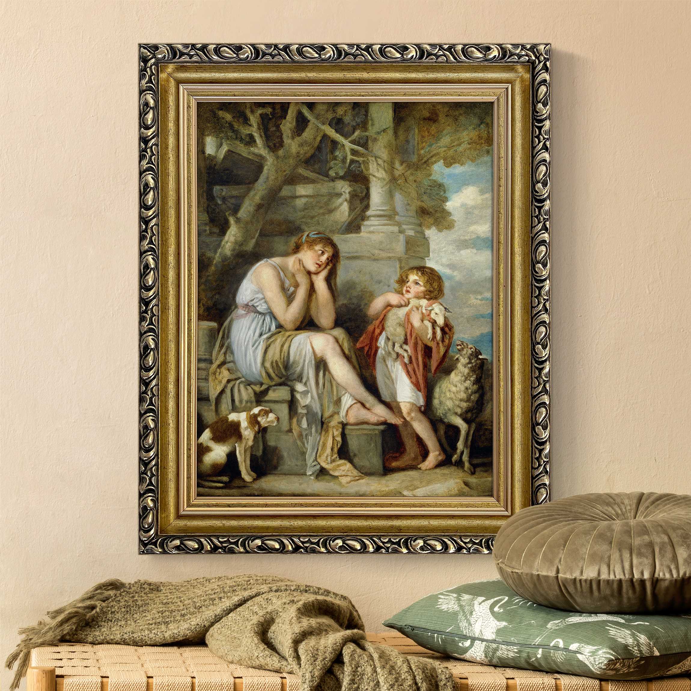 Leinwandbild in Barockrahmen Jean Baptiste Greuze - L'Agneau Chéri