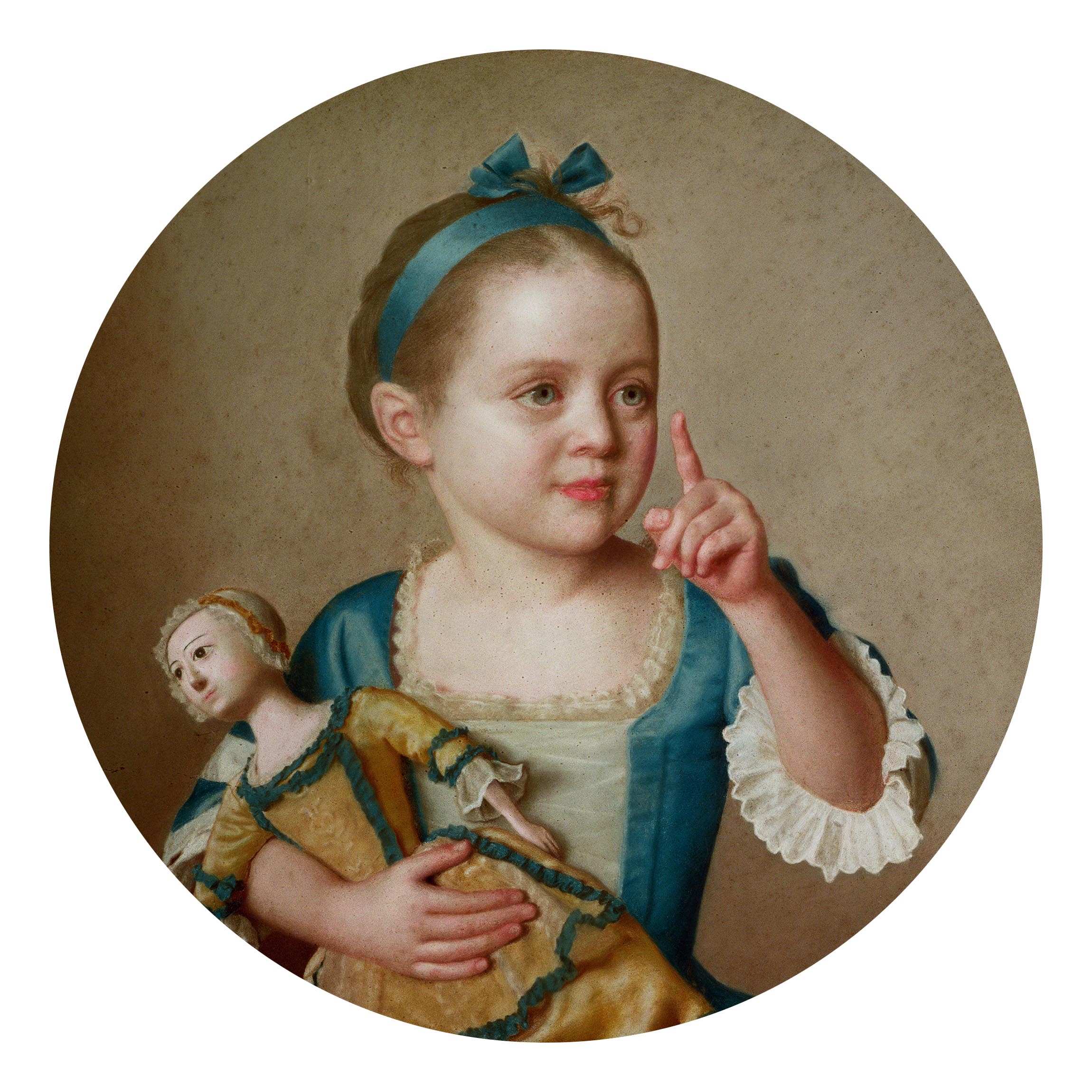 Runde Fototapete selbstklebend Jean Etienne Liotard - Mädchen mit Puppe