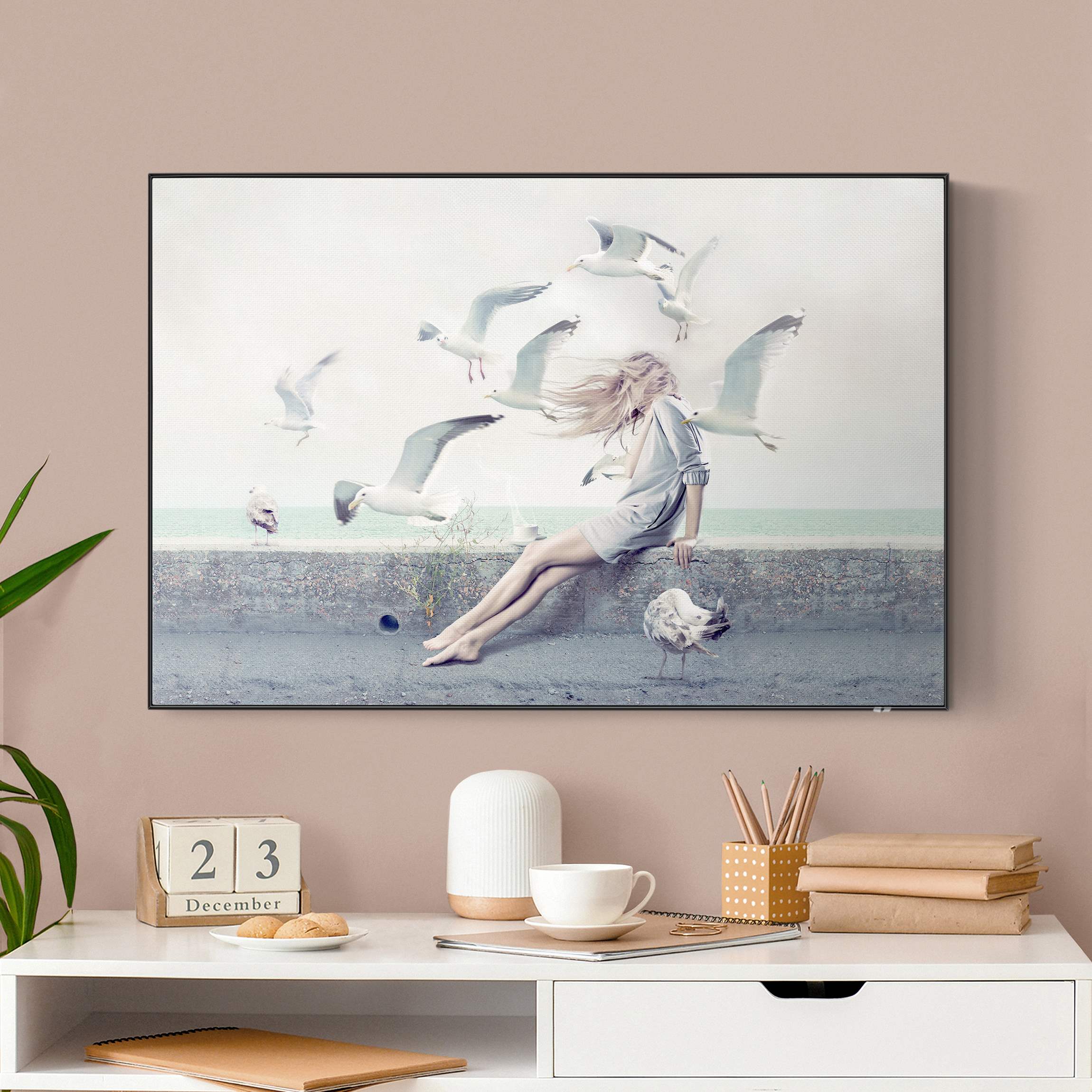 Akustik-Wechselbild Kaffee am Meer