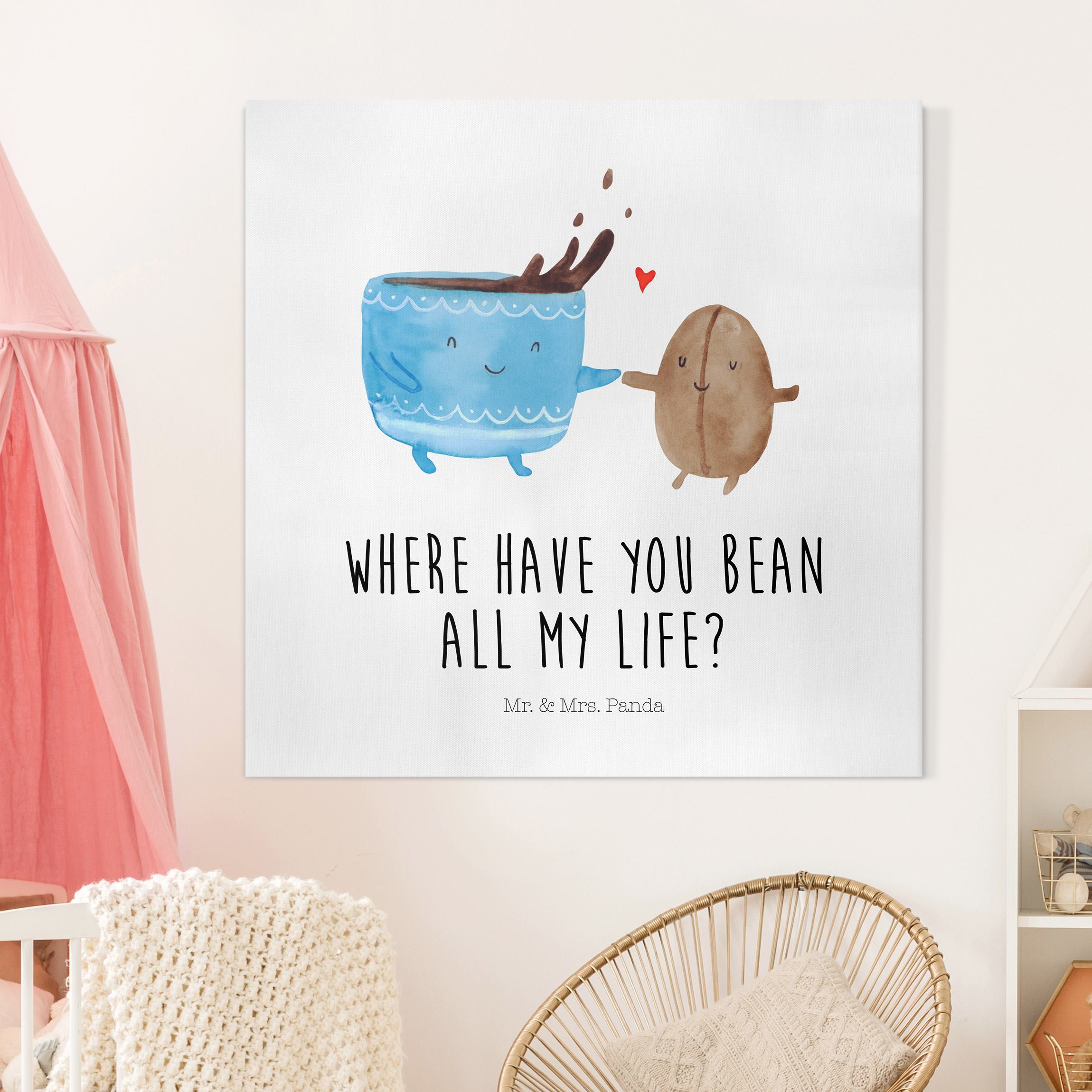 Leinwandbild Mr. & Mrs. Panda - Kaffee und Bohne