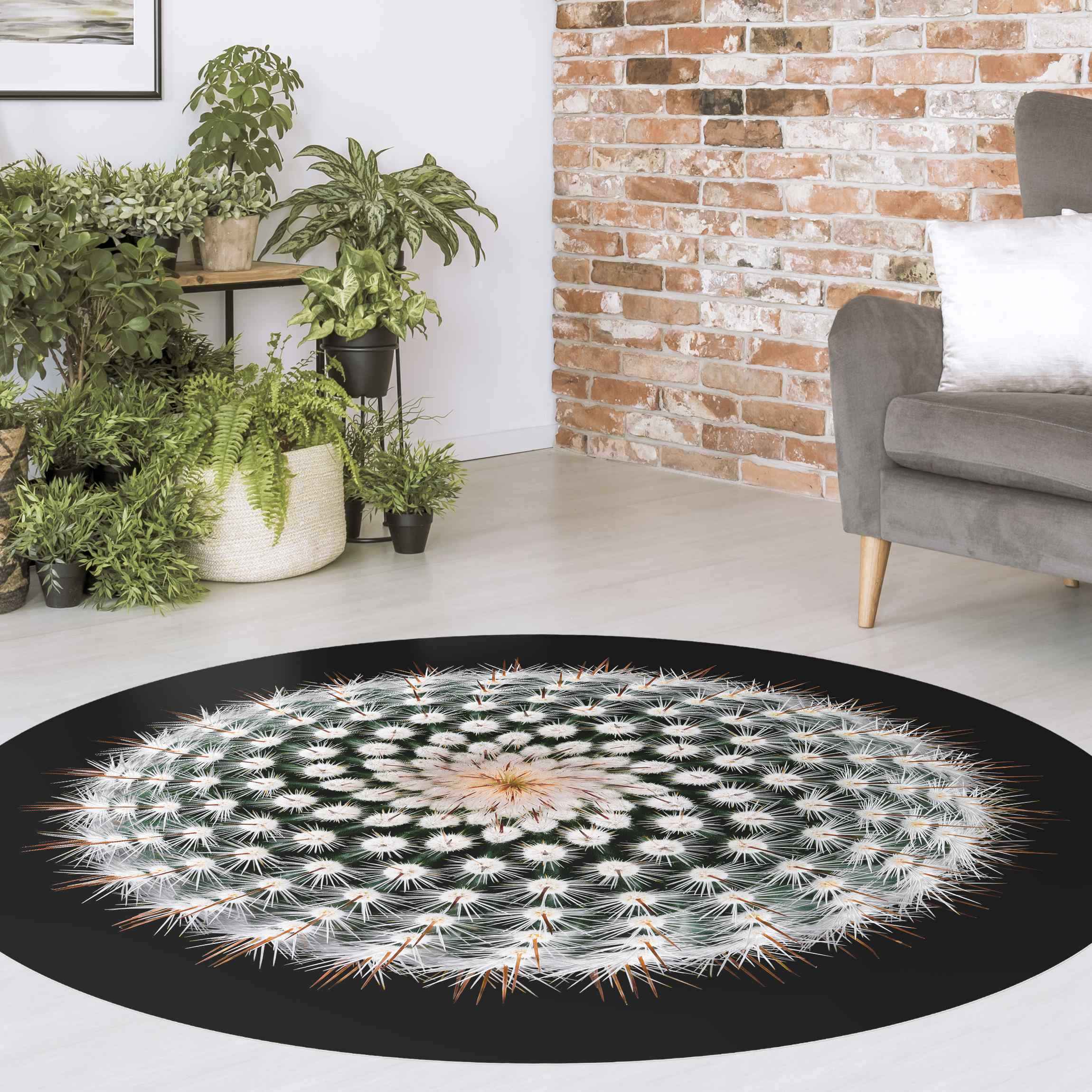 Runder Vinyl-Teppich Kaktusblüte