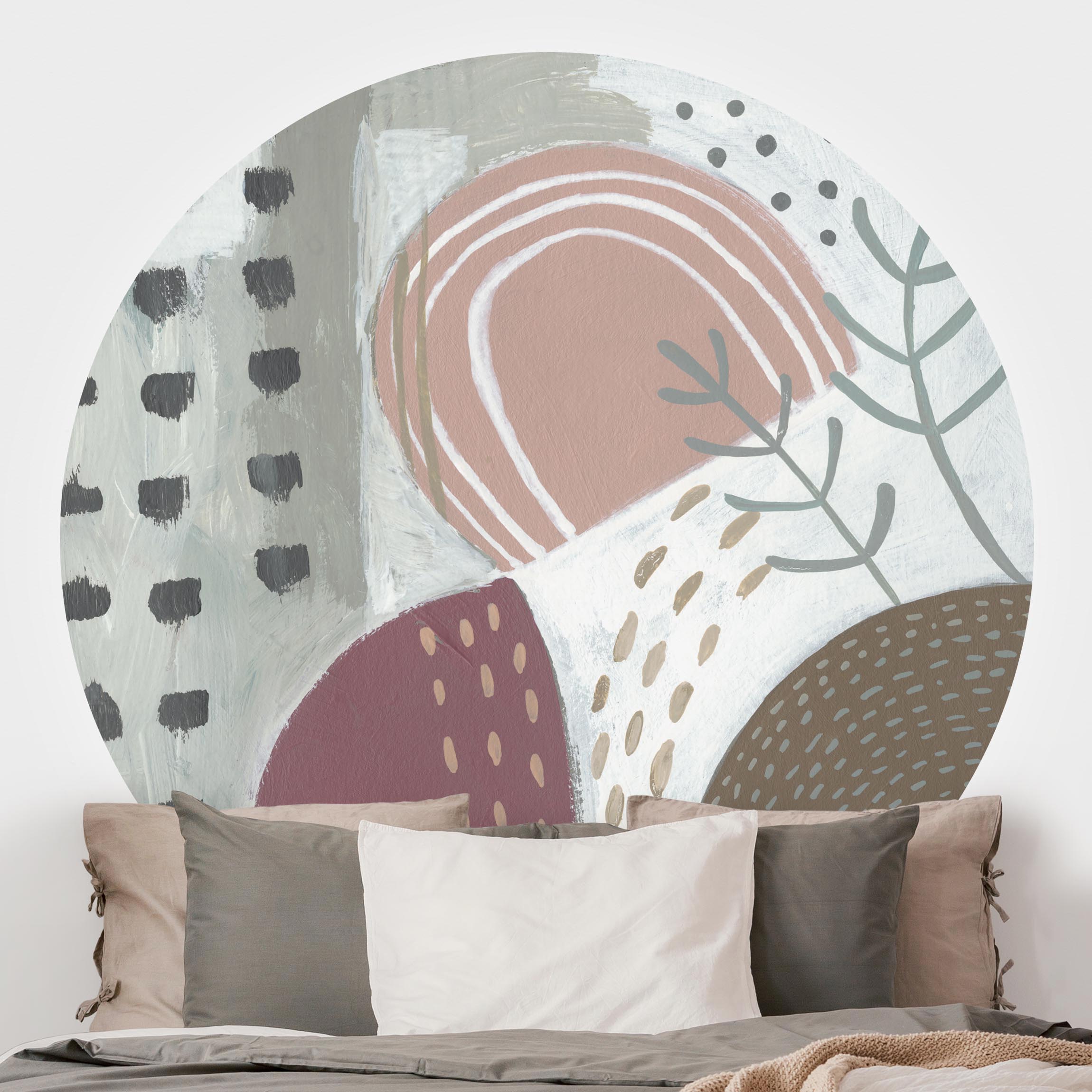 Runde Fototapete selbstklebend Karneval der Formen in Beere I