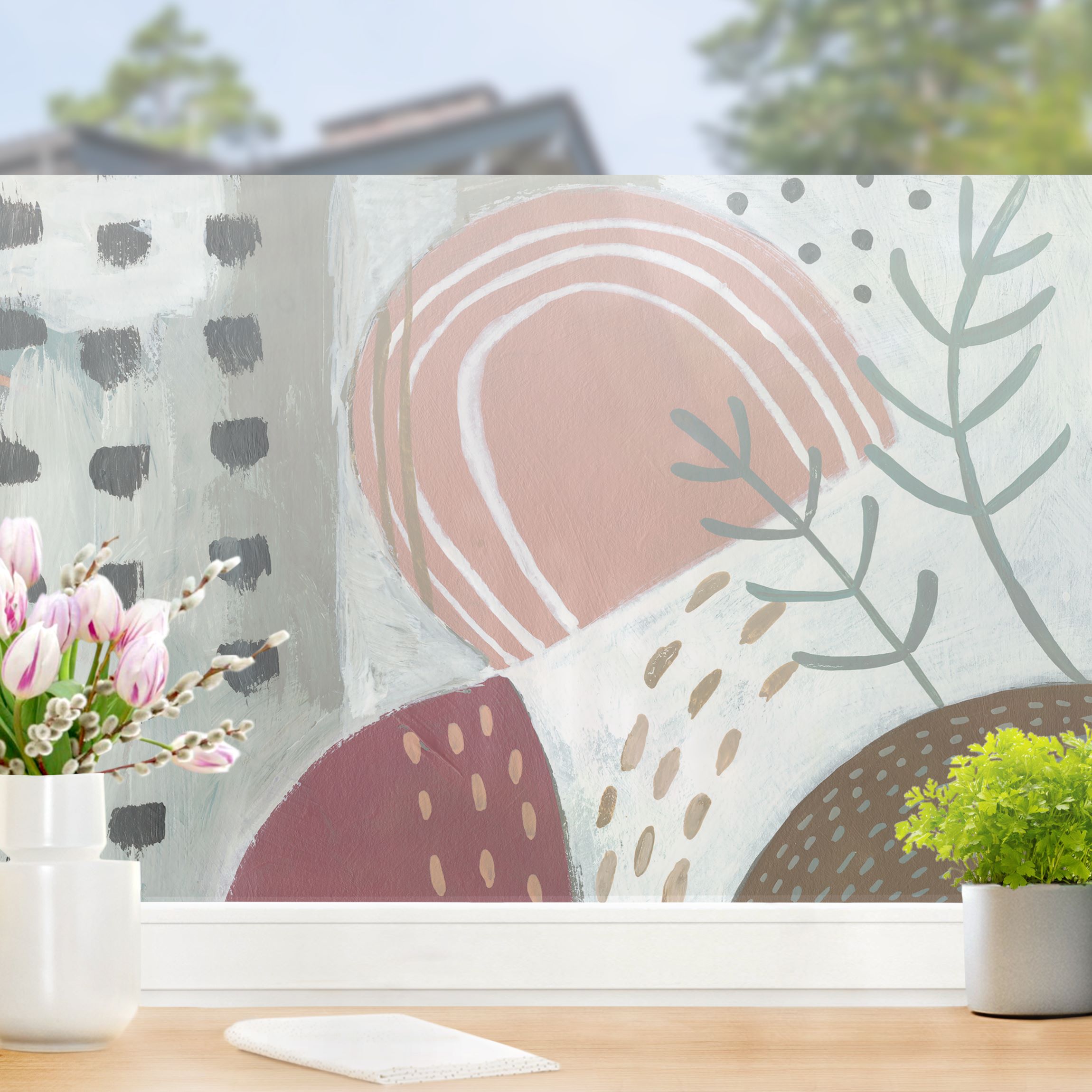 Fensterfolie Karneval der Formen in Beere I