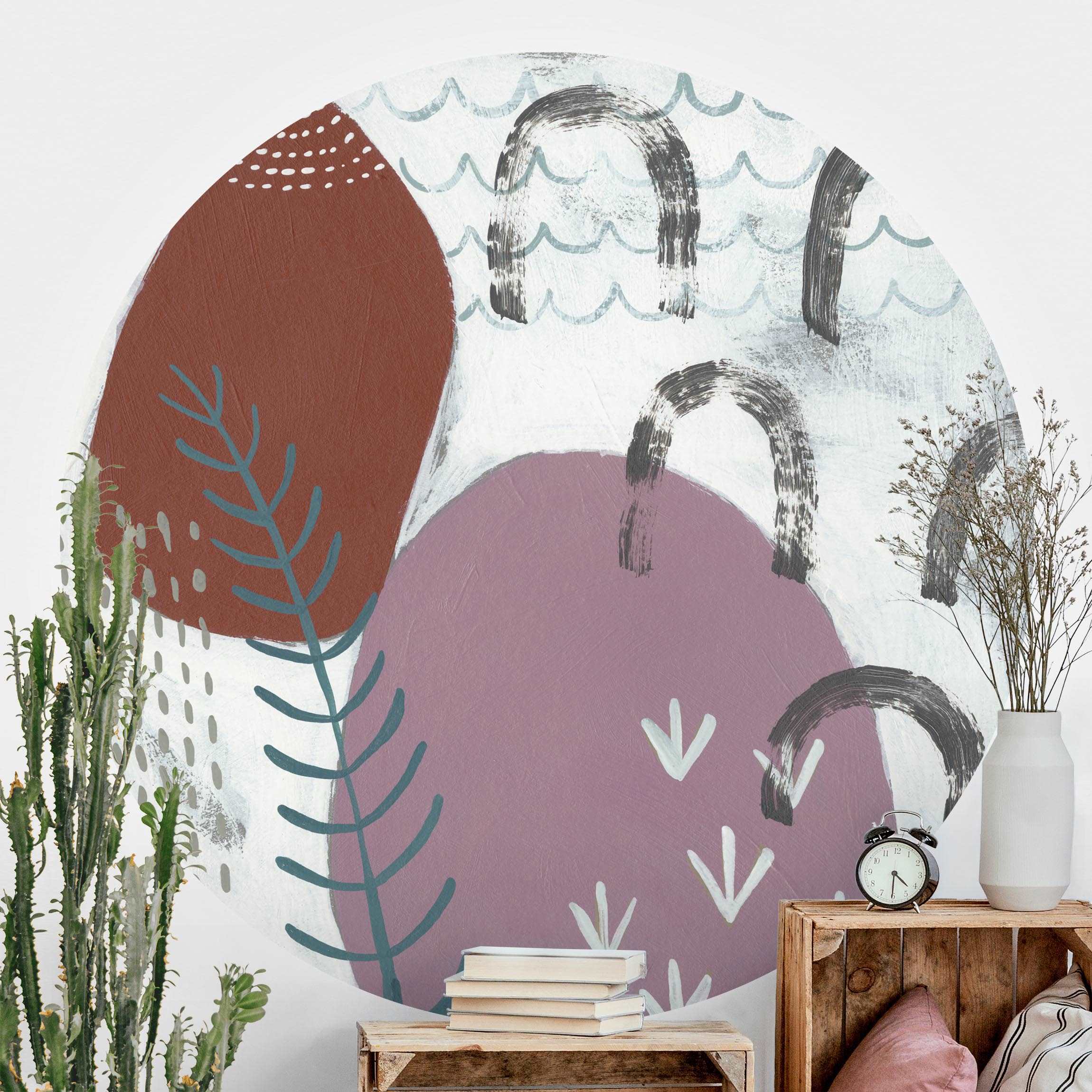 Runde Fototapete selbstklebend Karneval der Formen in Beere II