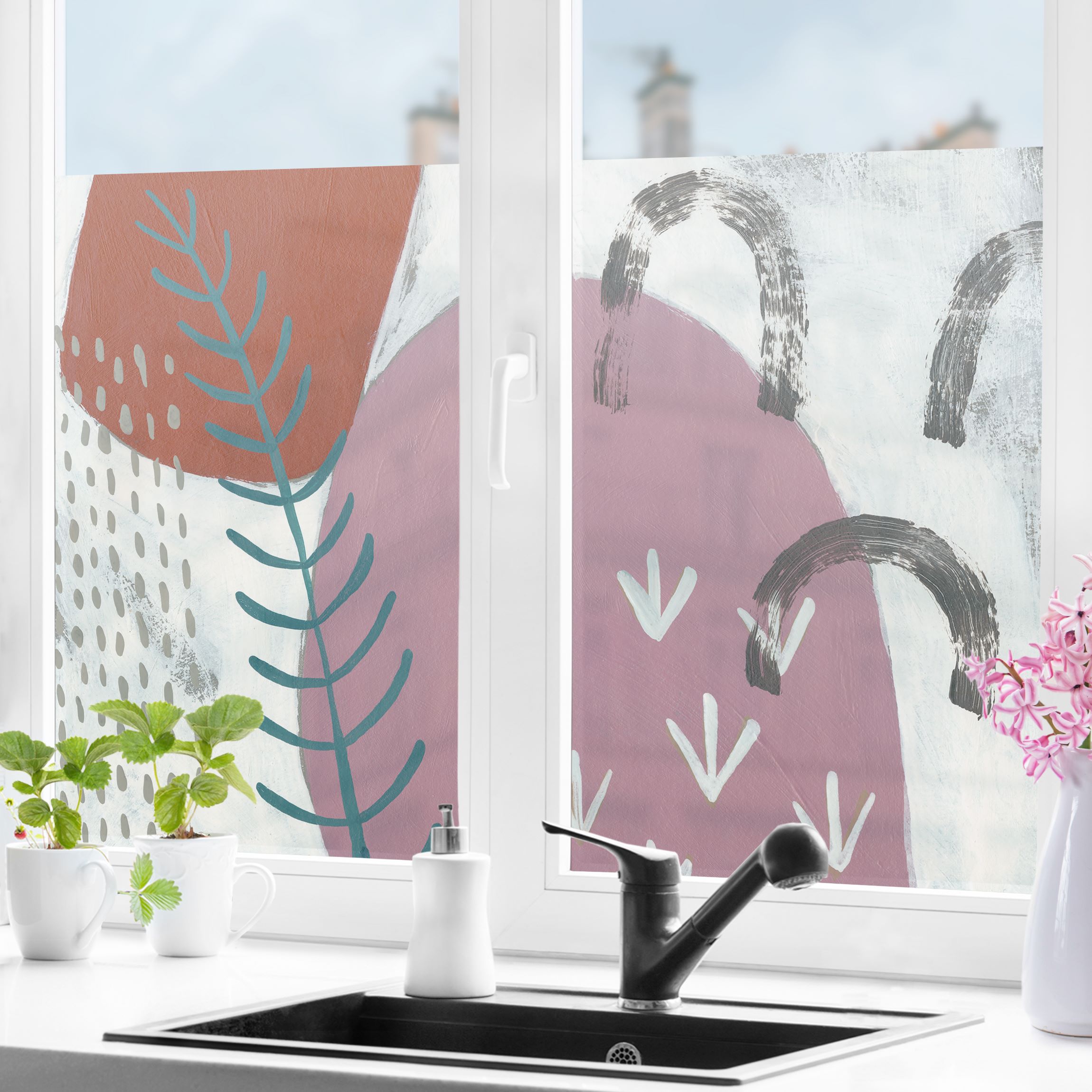 Fensterfolie Karneval der Formen in Beere II