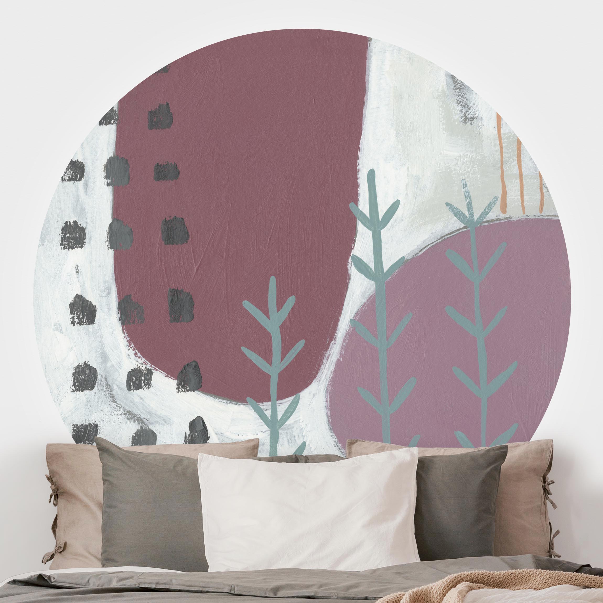 Runde Fototapete selbstklebend Karneval der Formen in Beere III