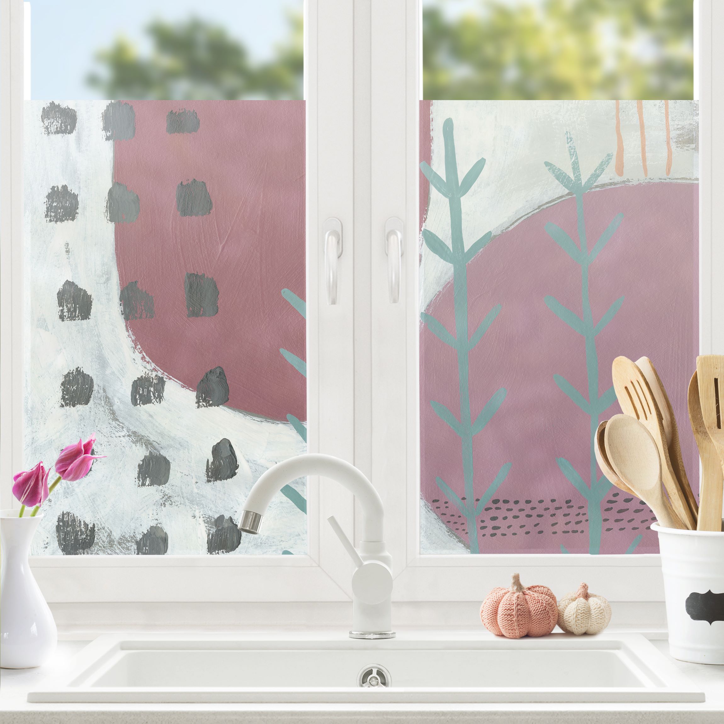 Fensterfolie Karneval der Formen in Beere III