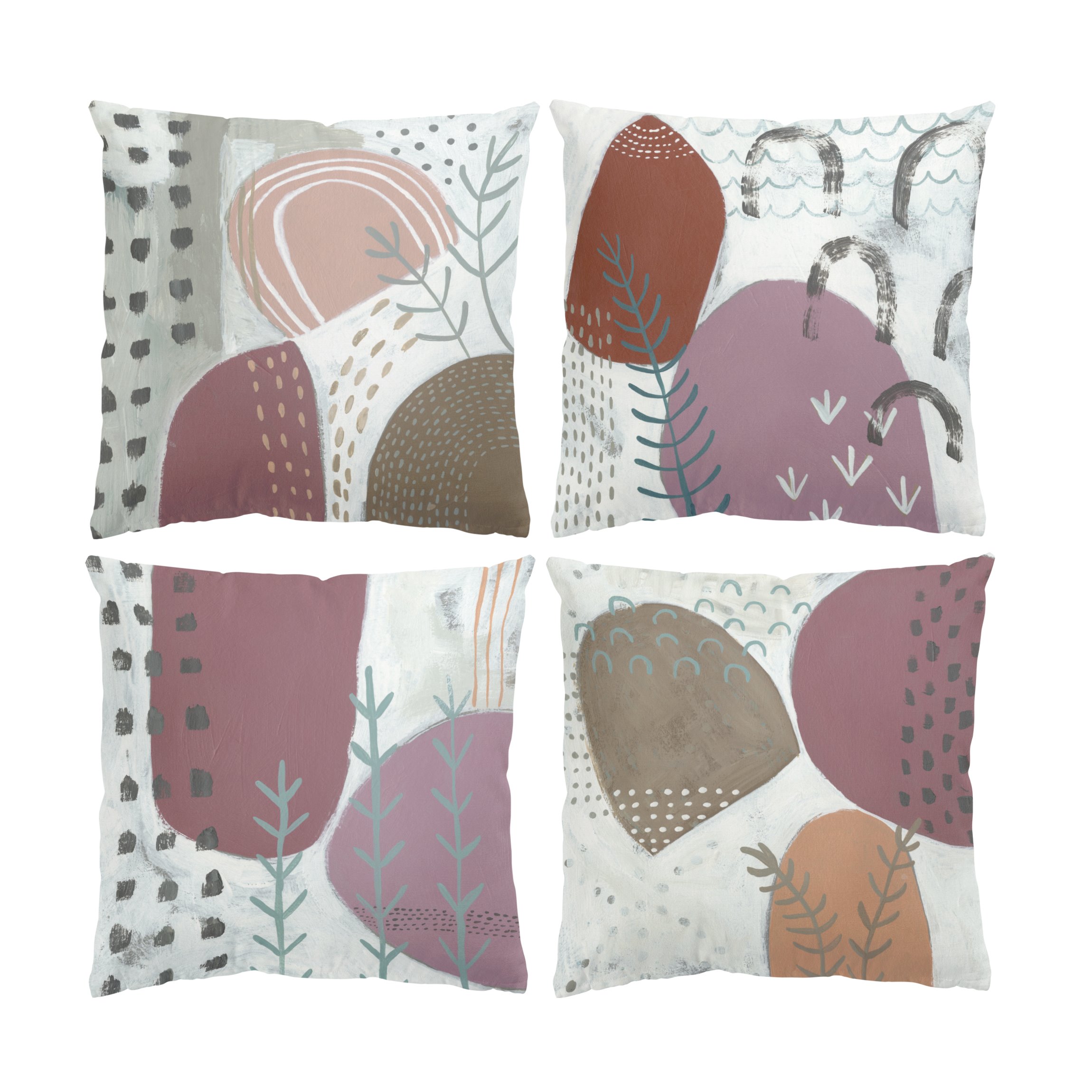 Dekokissen 4er Set Karneval der Formen in Beere Set III