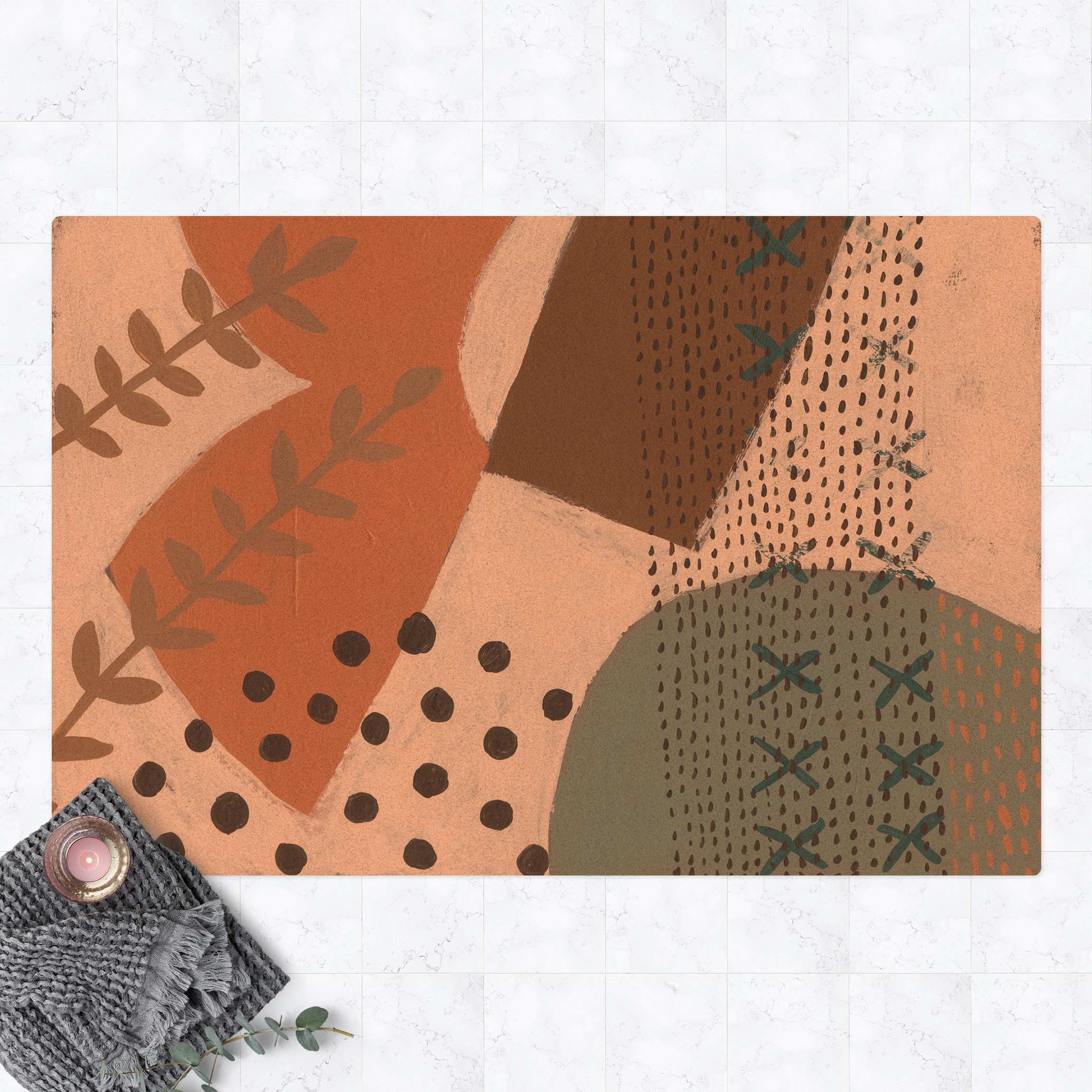 Kork-Teppich Karneval der Formen in Lachs I