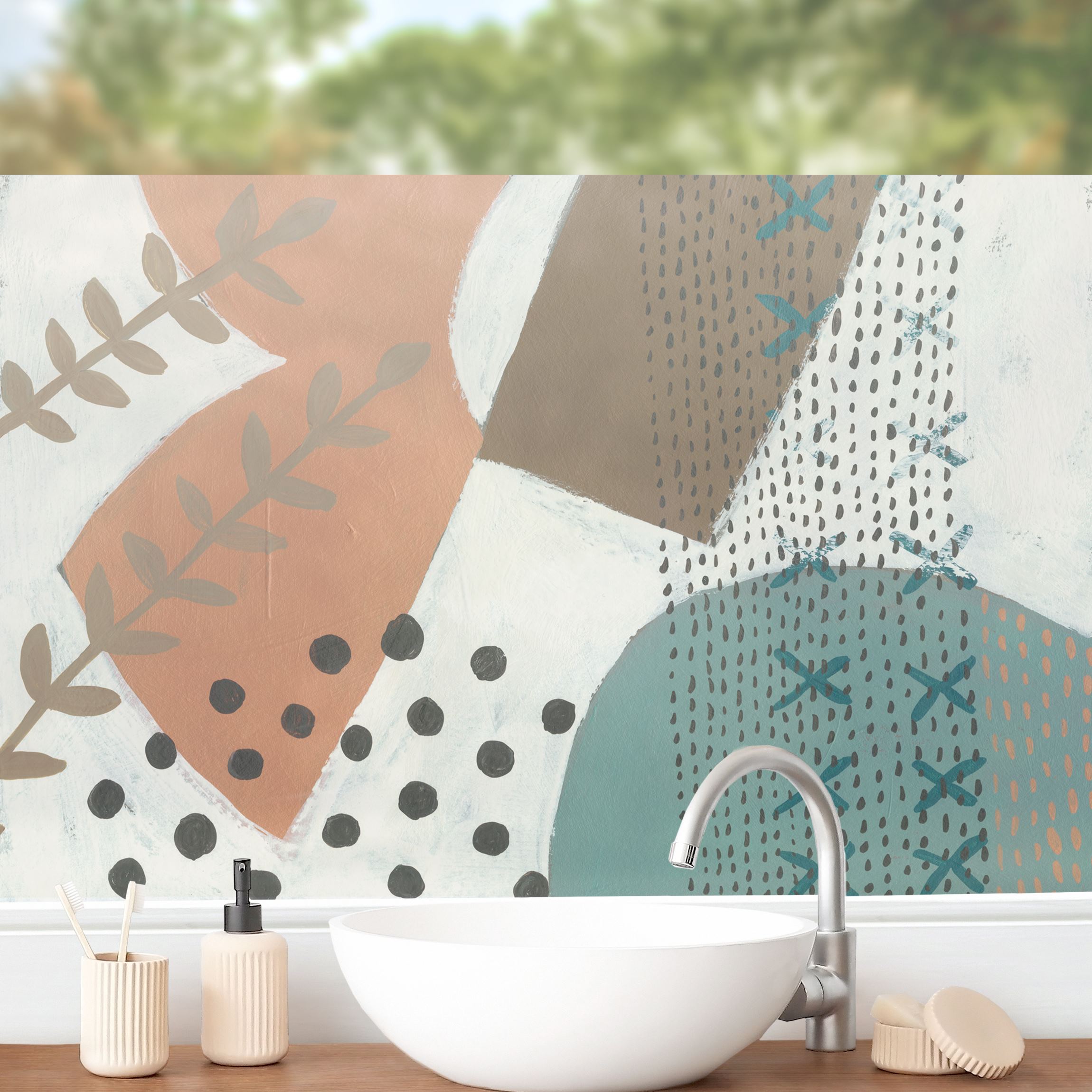 Fensterfolie Karneval der Formen in Lachs I