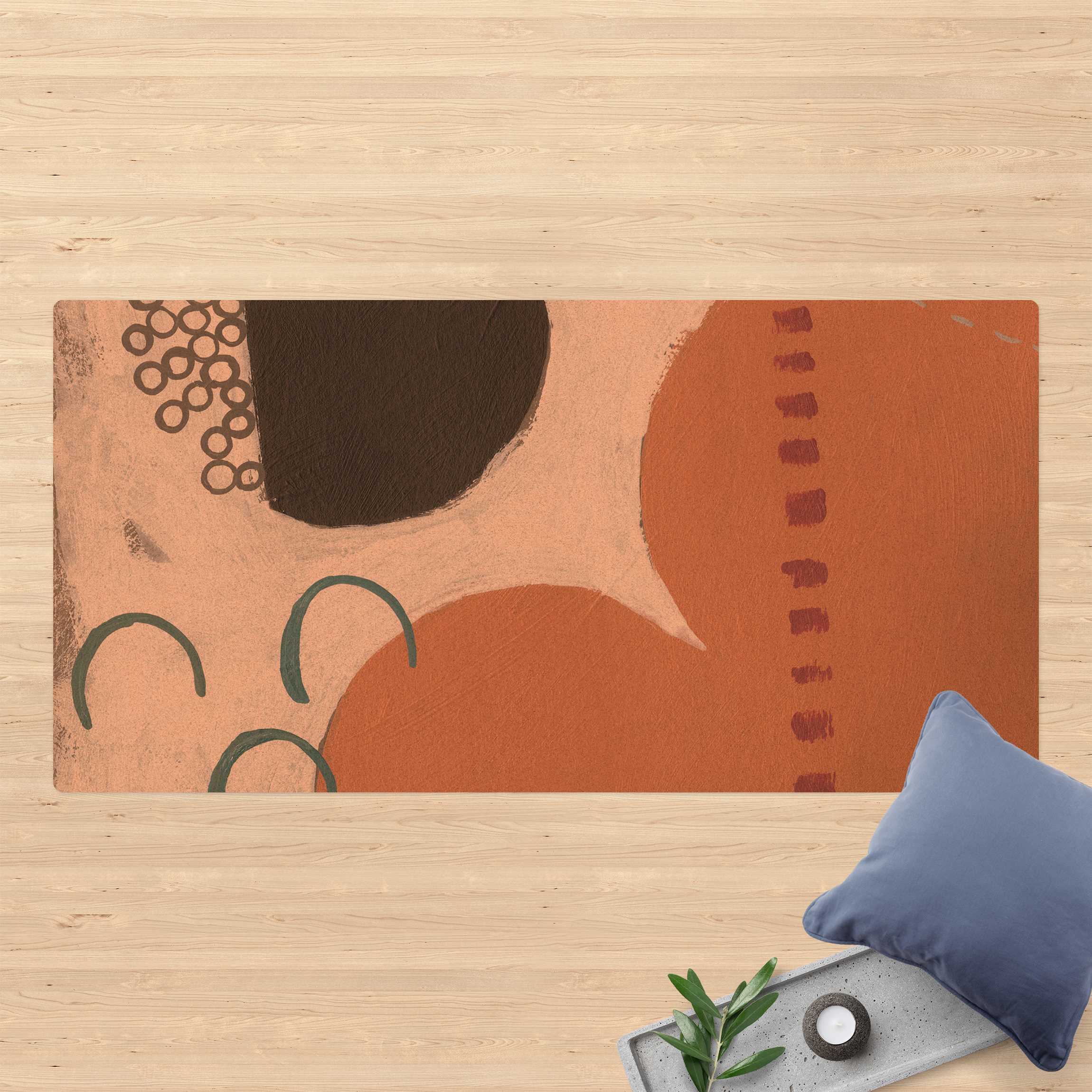 Kork-Teppich Karneval der Formen in Lachs III