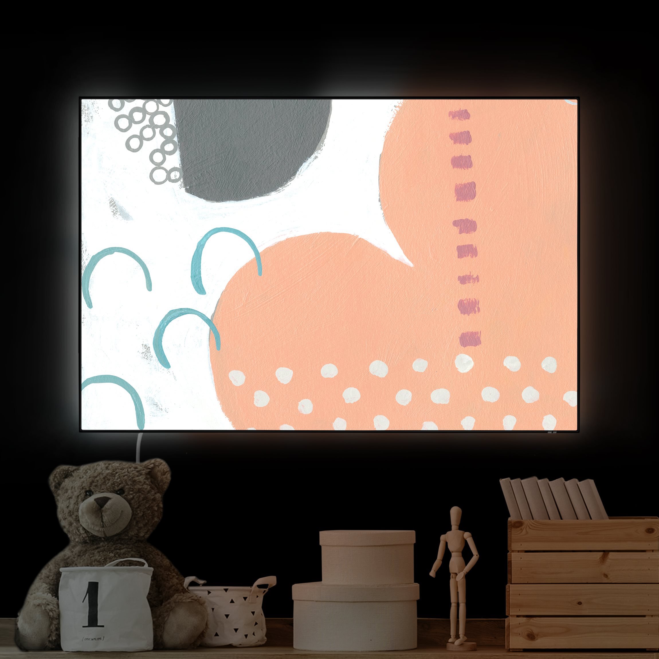 LED-Wechselbild Karneval der Formen in Lachs III