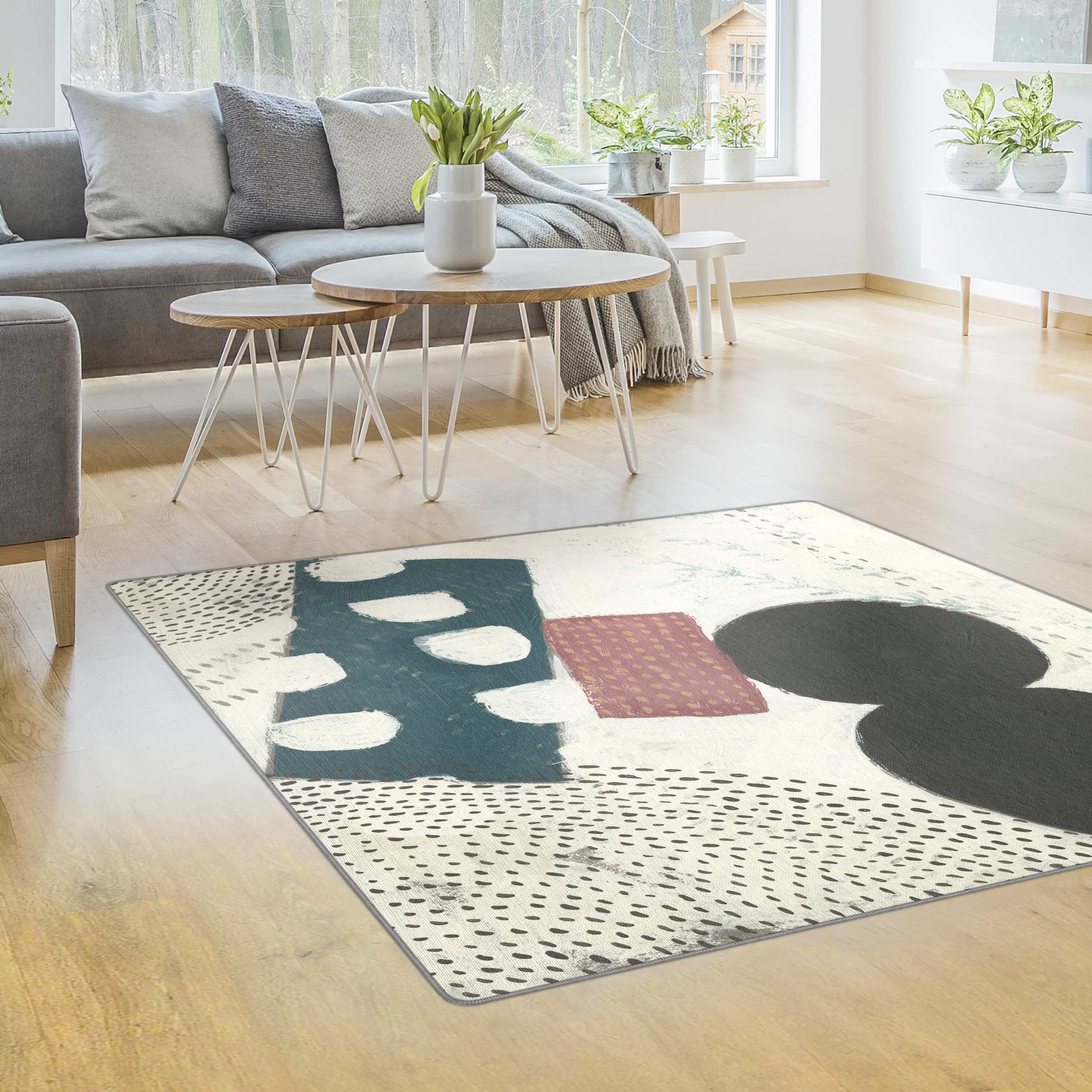 Teppich Karneval der Formen in Petrol I