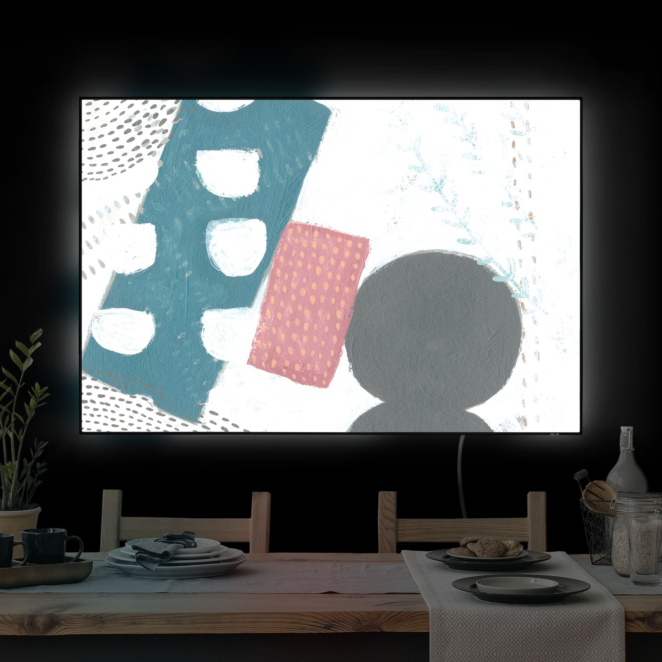 LED-Wechselbild Karneval der Formen in Petrol I