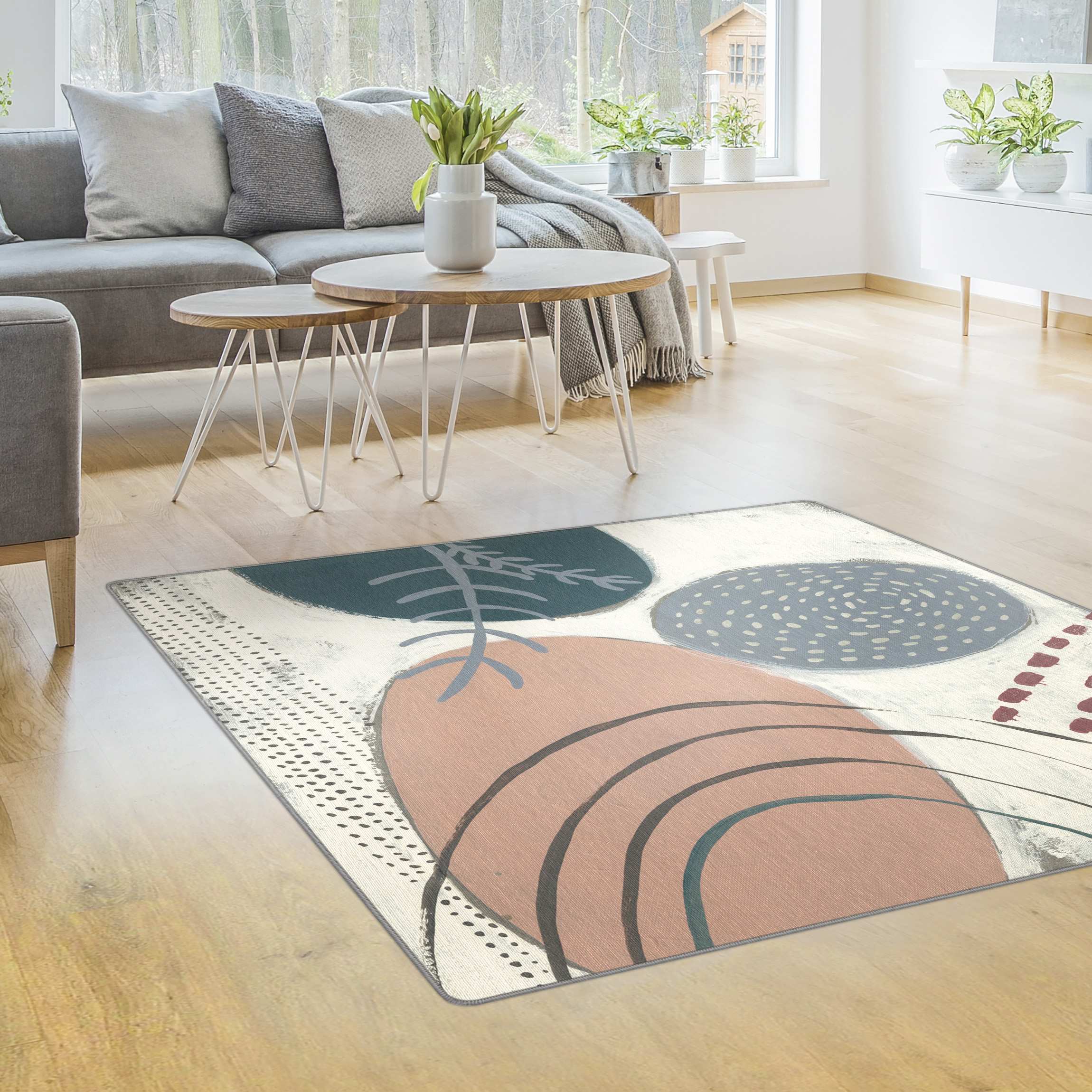 Teppich Karneval der Formen in Petrol II