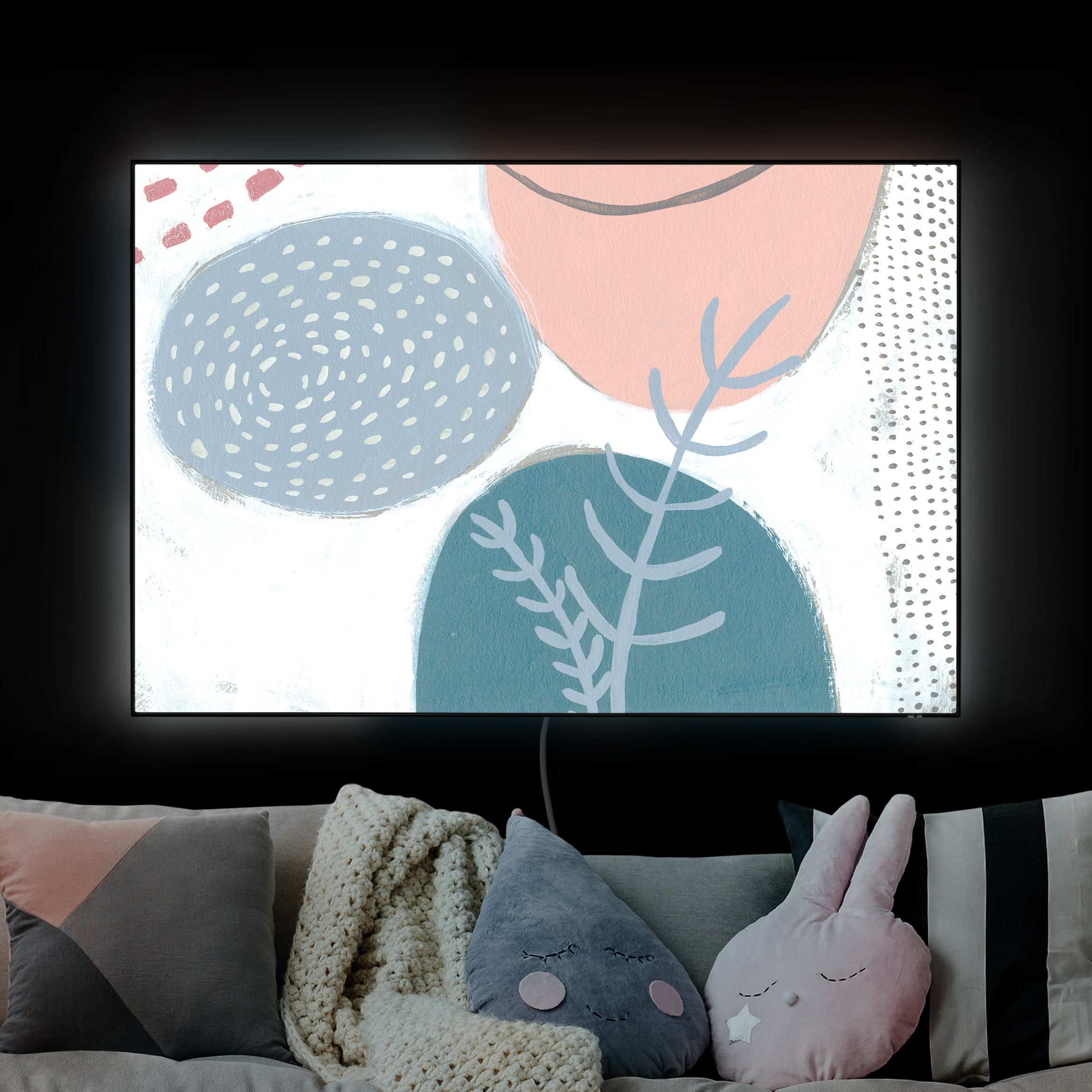 LED-Wechselbild Karneval der Formen in Petrol II