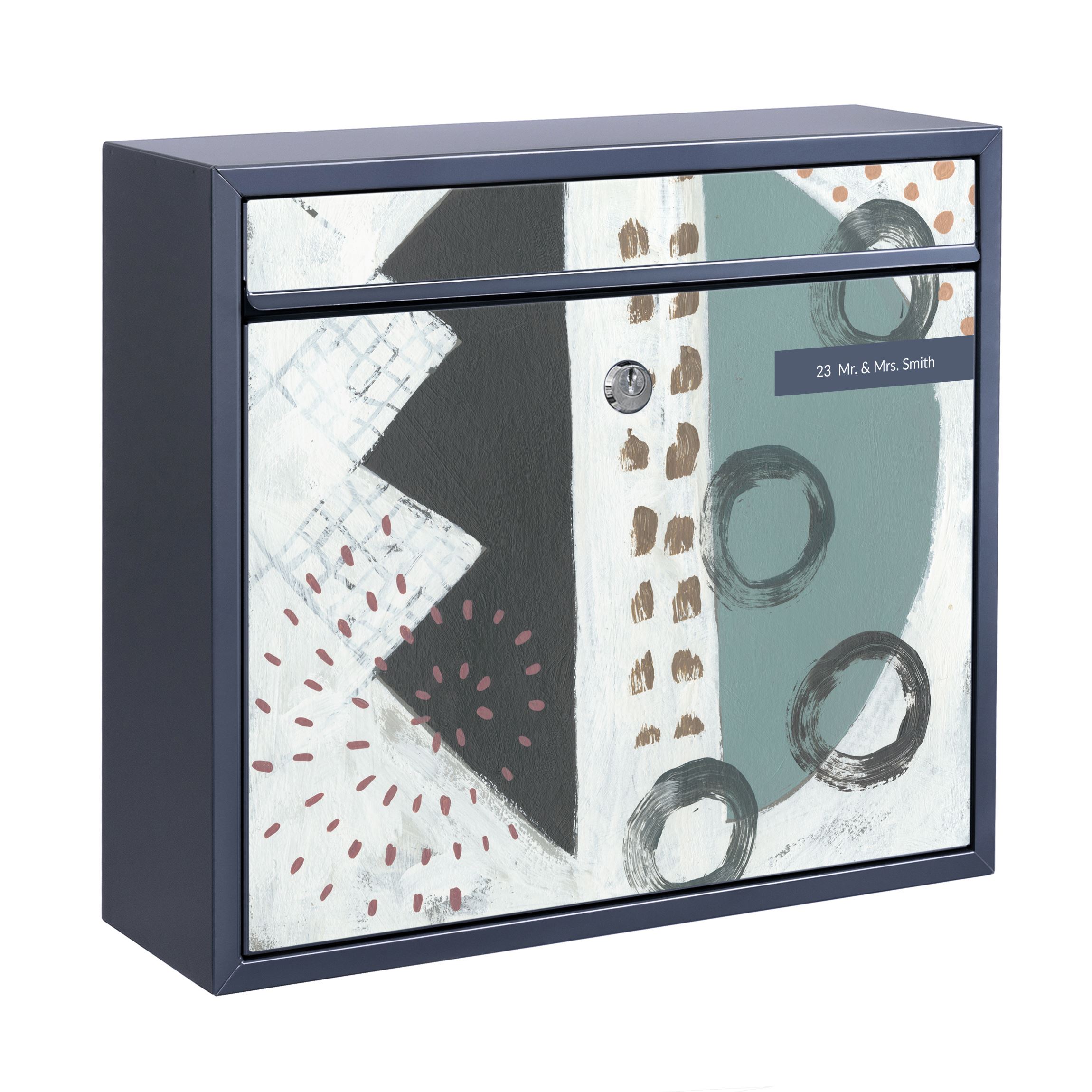 Briefkasten mit eigenem Text Karneval der Formen in Petrol III