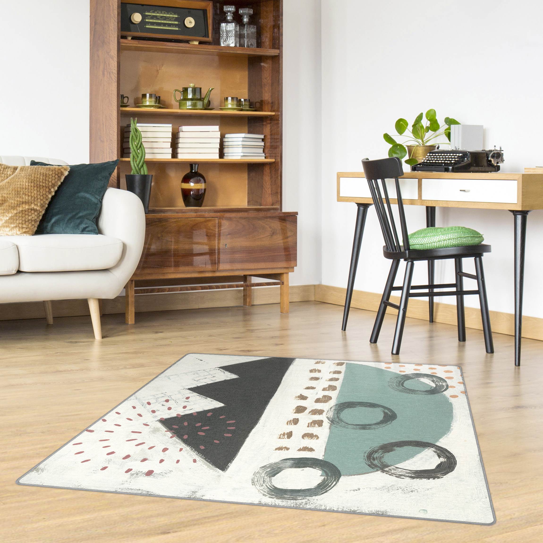 Teppich Karneval der Formen in Petrol III