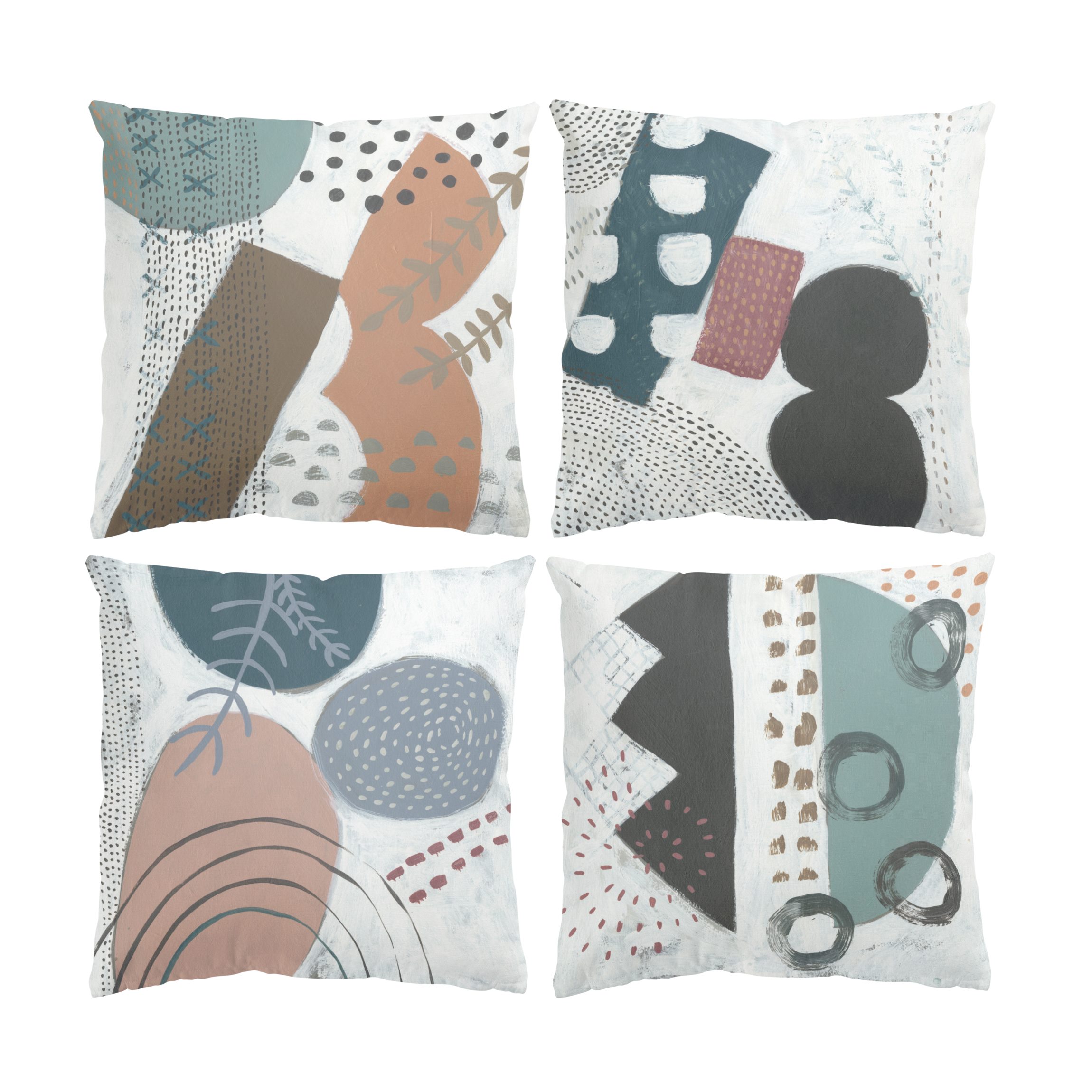 Dekokissen 4er Set Karneval der Formen in Petrol Set IV