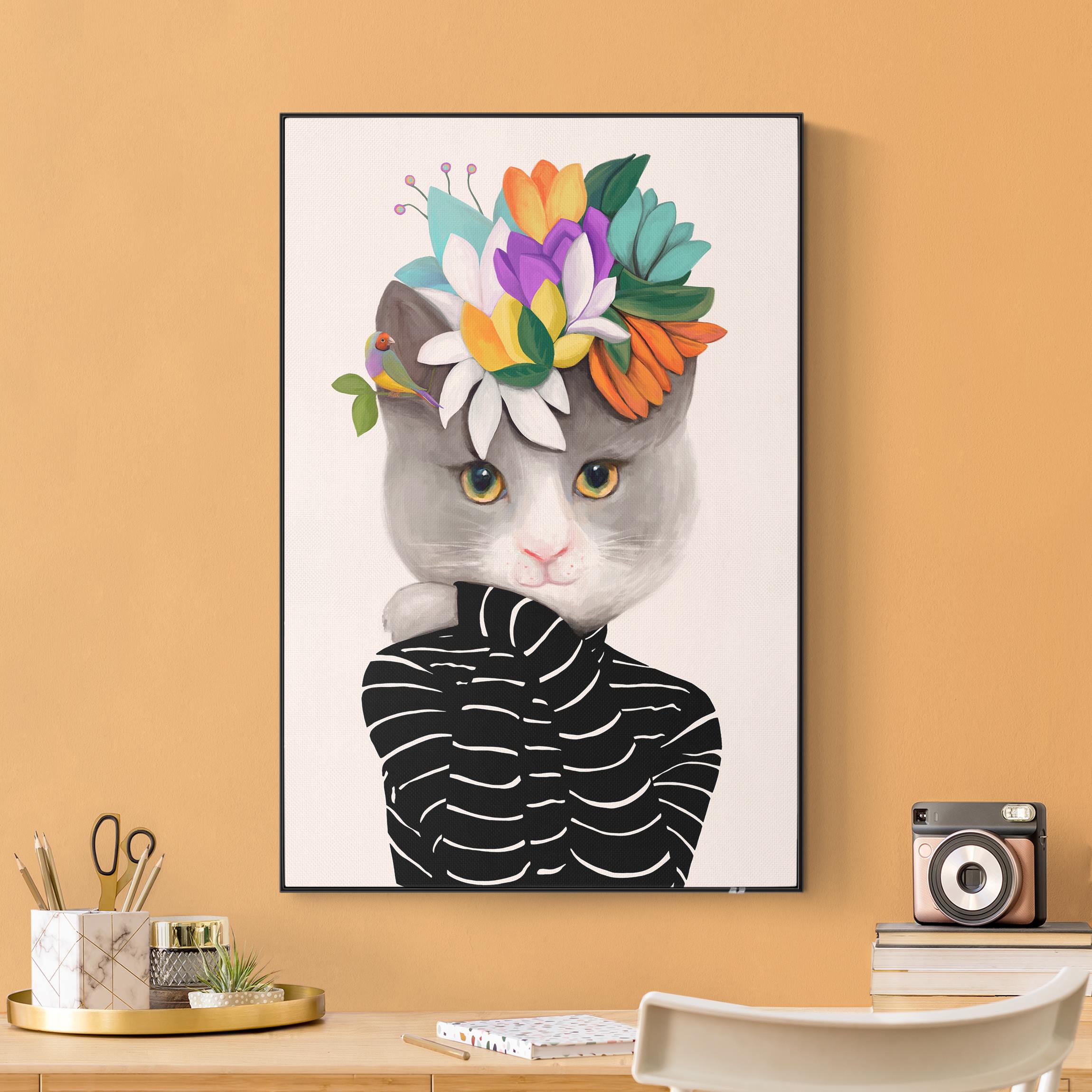 Akustik-Wechselbild Katze in Rollkragenpullover