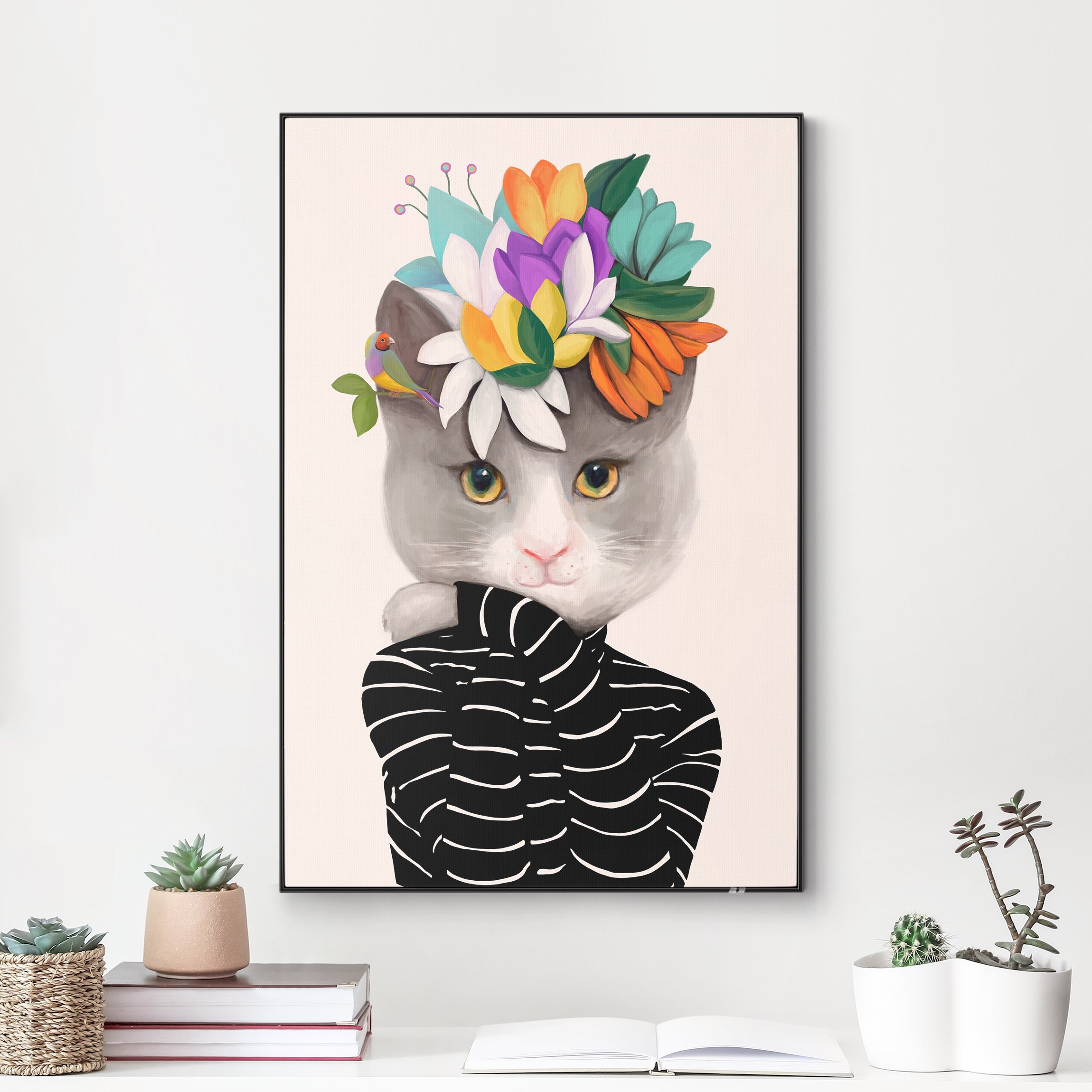 Wechselbild Katze in Rollkragenpullover