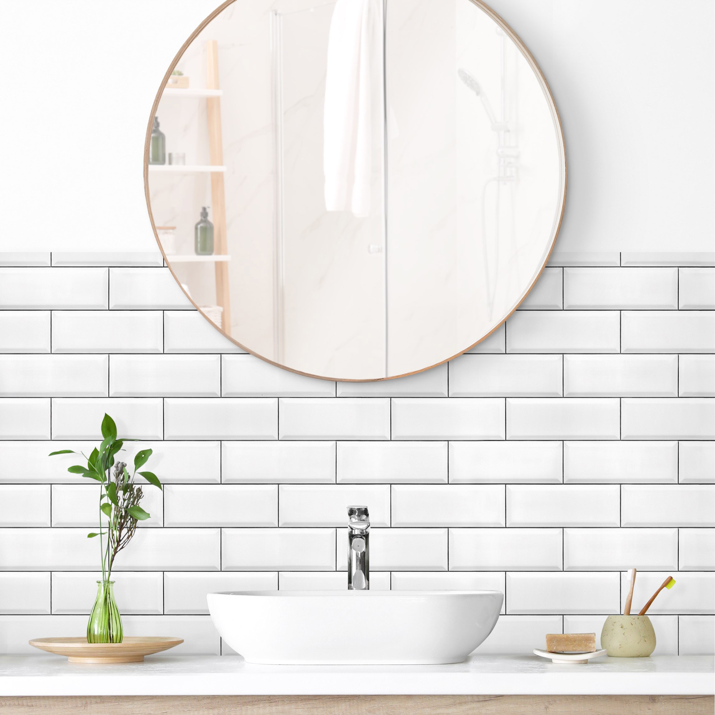Wandverkleidung Bad Keramikfliesen Weiß