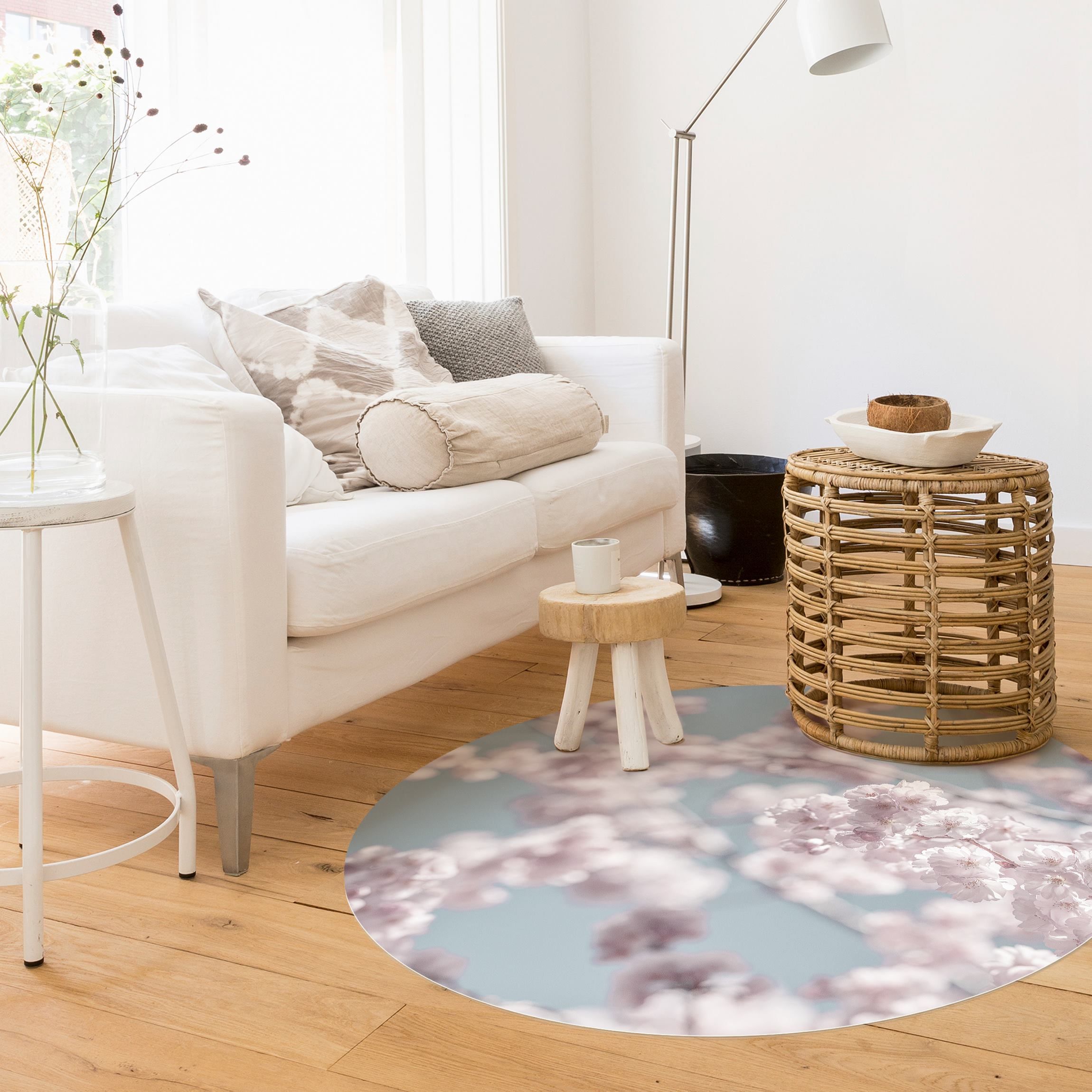 Runder Vinyl-Teppich Kirschblütenparty