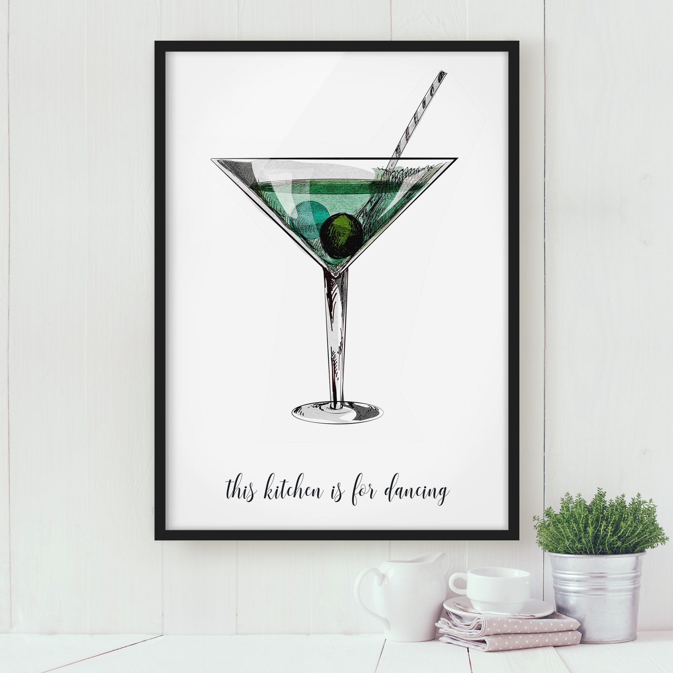 Bild mit Rahmen Kitchen is for Dancing - Zeichnung