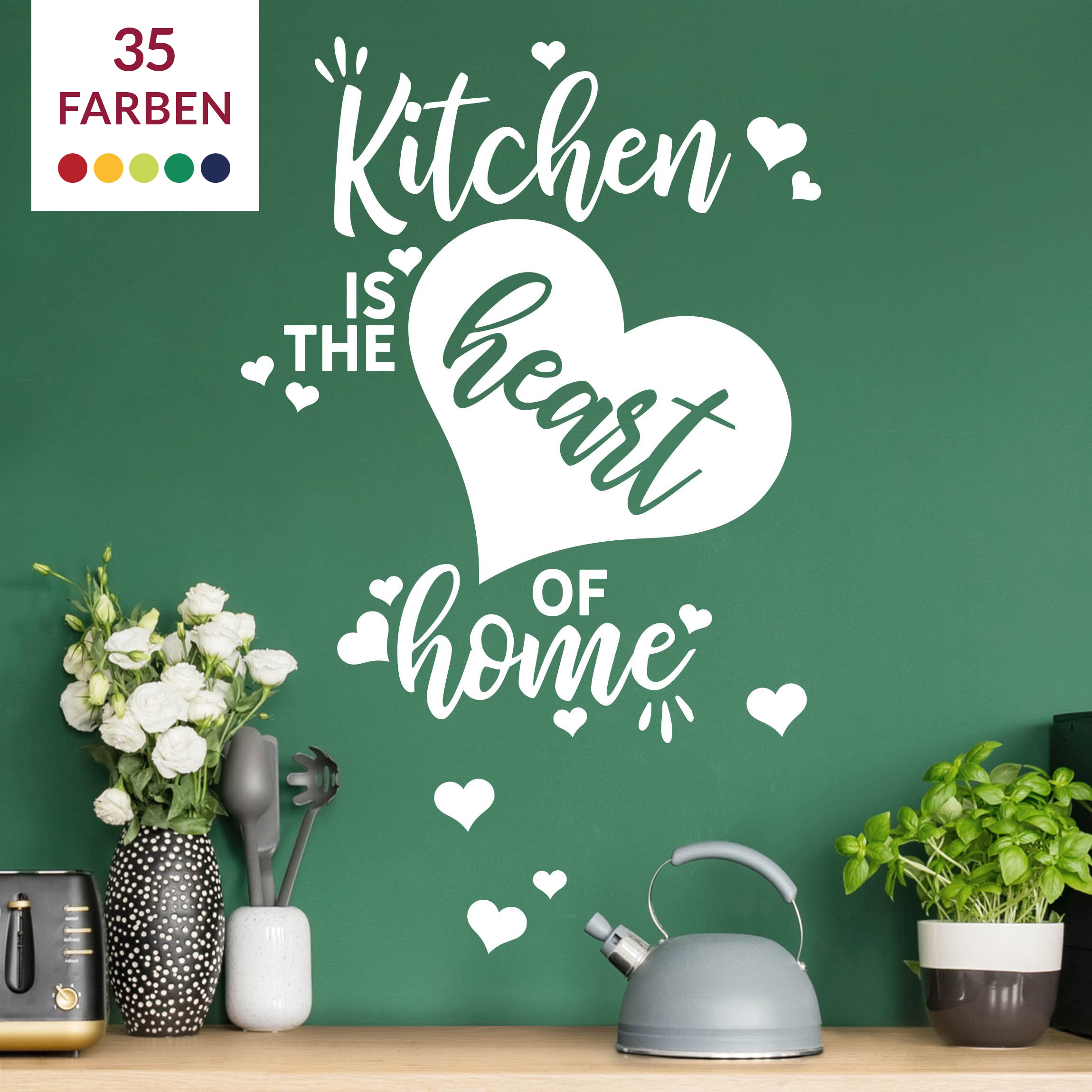 Wandtattoo einfarbig Kitchen is the heart of home