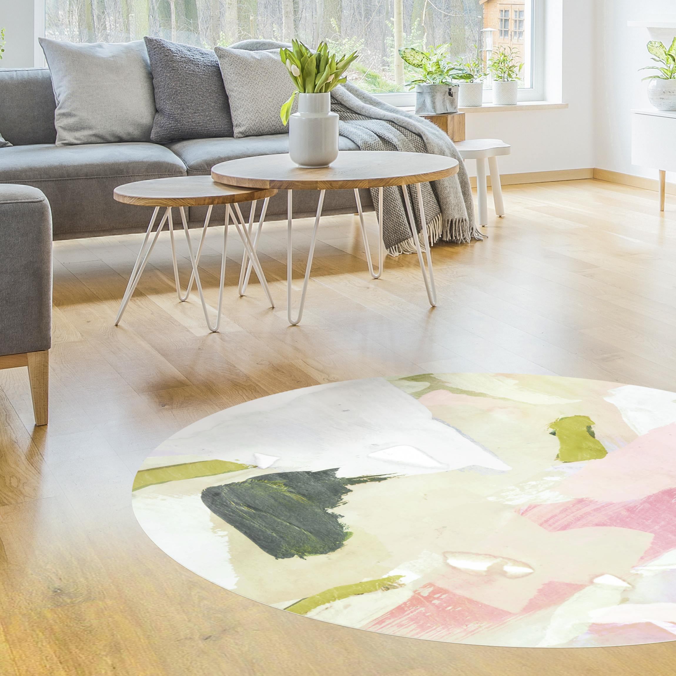 Runder Vinyl-Teppich Klangspiel in Rosé I