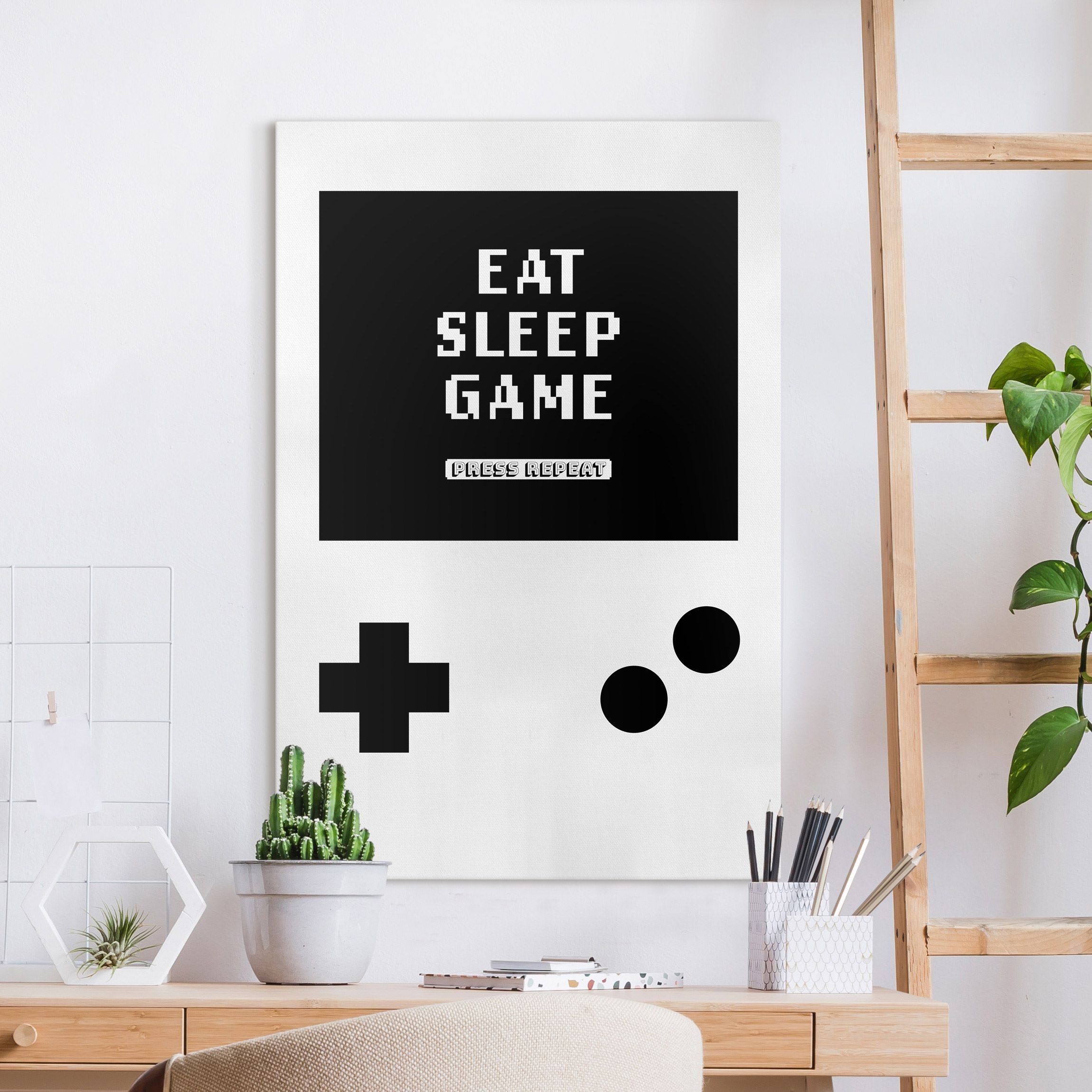 Leinwandbild Klassik Konsole Eat Sleep Game Press Repeat