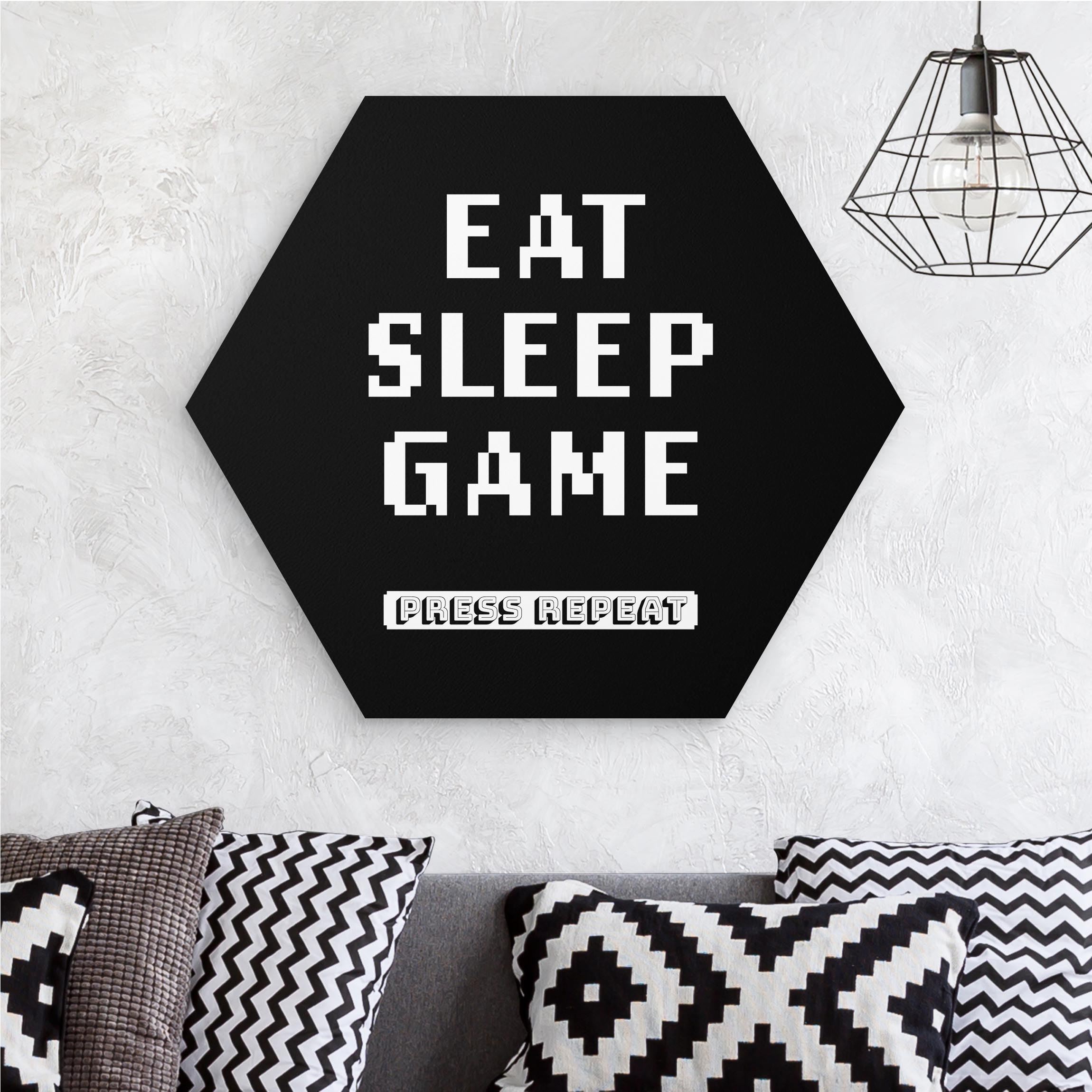 Hexagon-Forexbild Klassik Konsole Eat Sleep Game Press Repeat