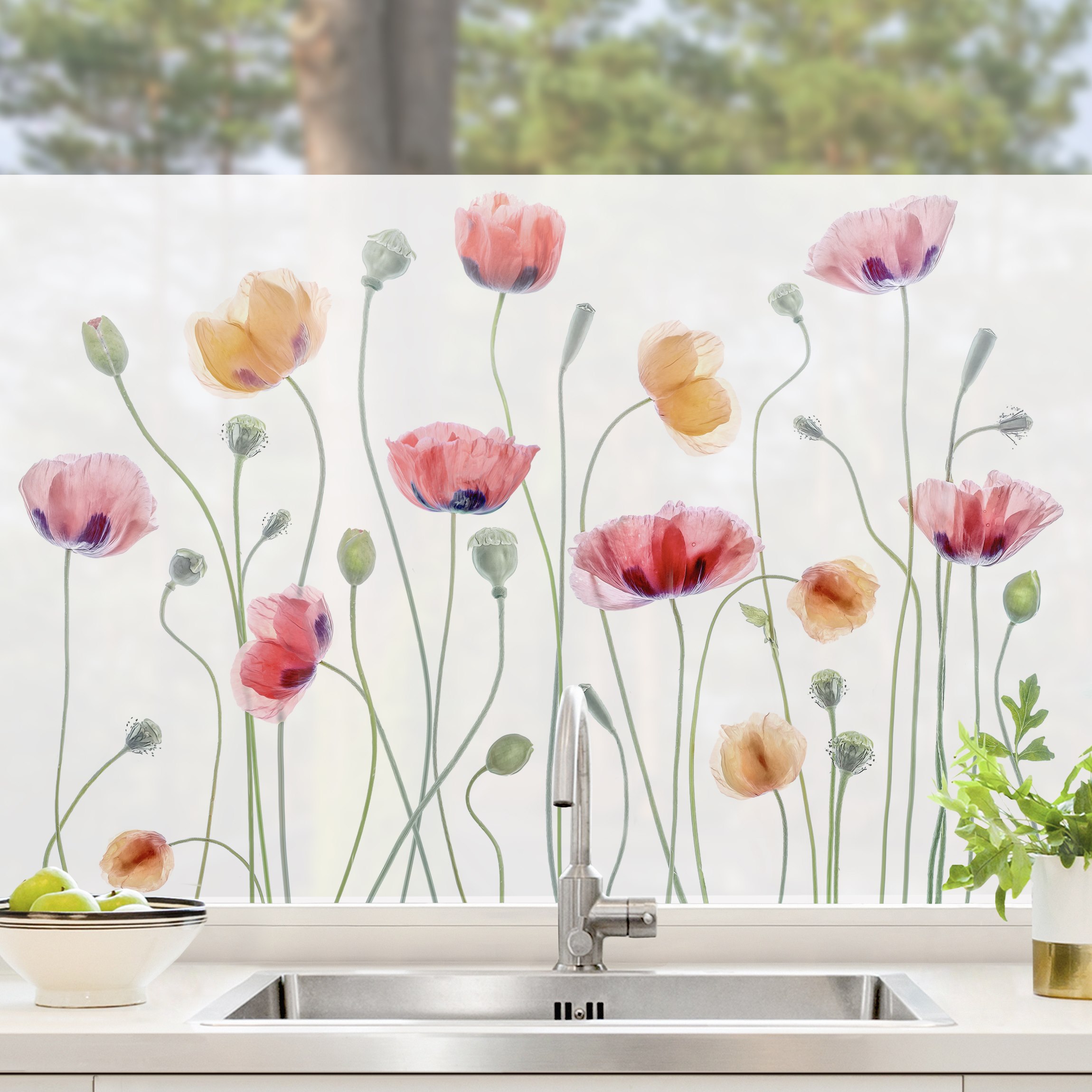 Fensterfolie Klatschmohn Party