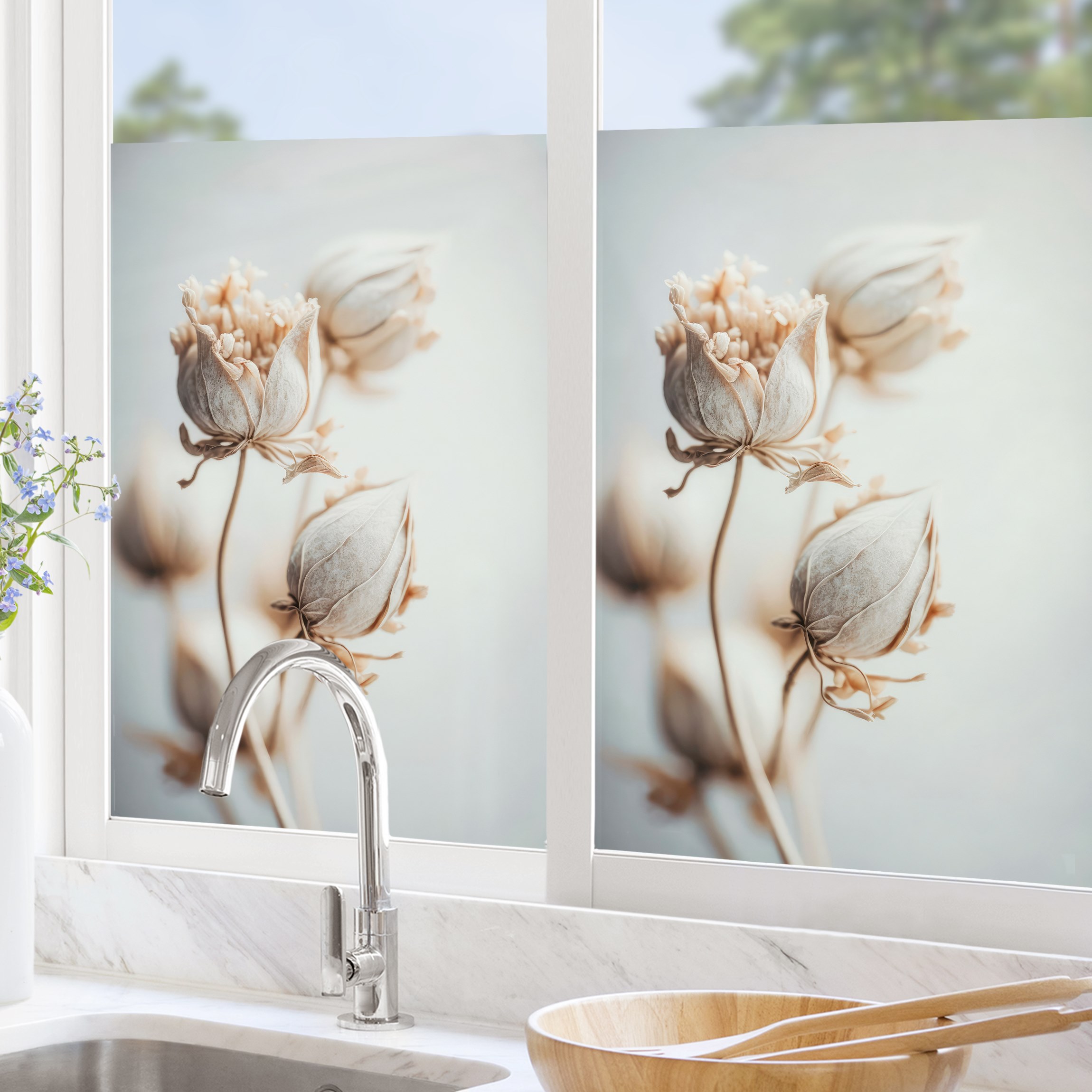 Fensterfolie Knospen und Blüten