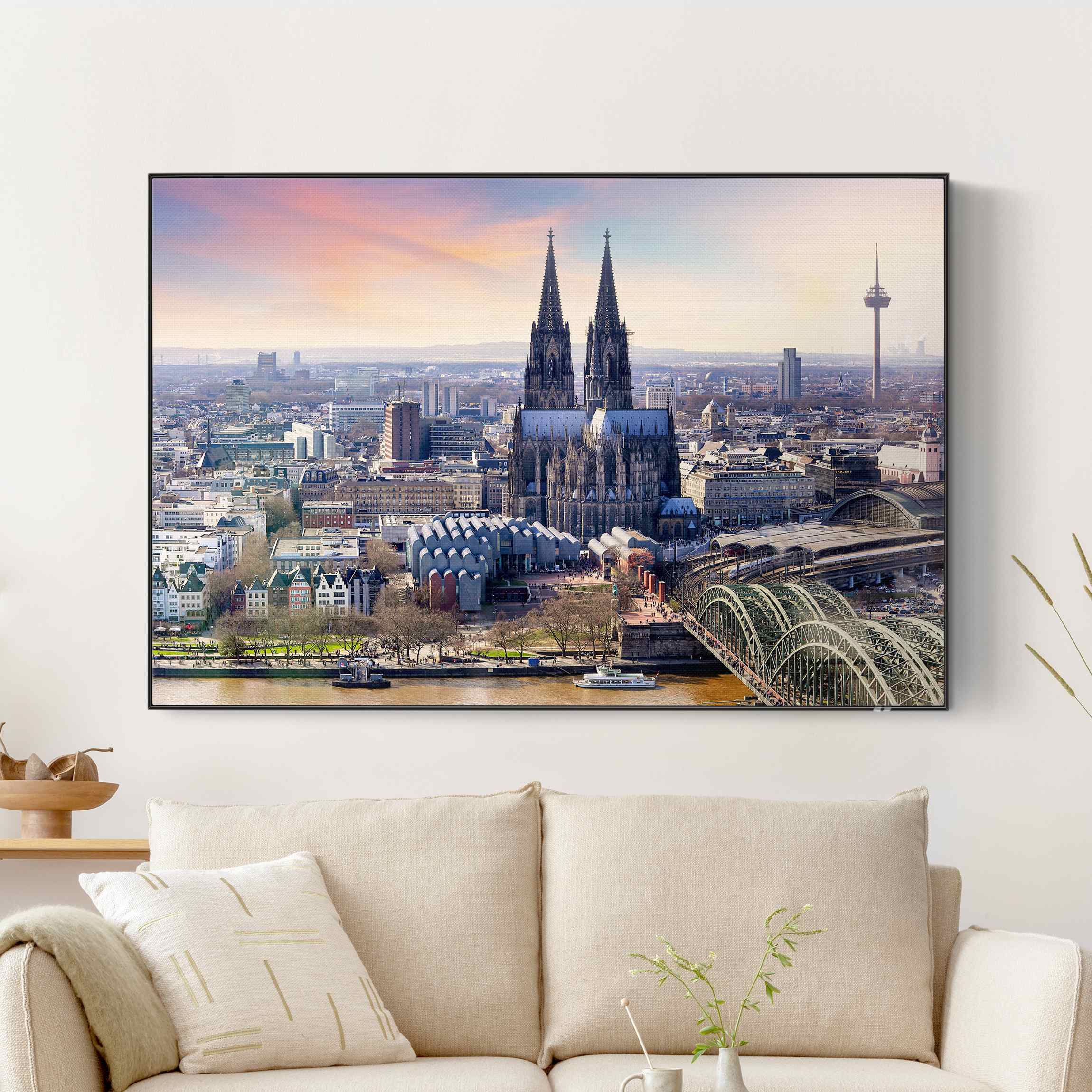 Akustik-Wechselbild Köln Skyline mit Dom