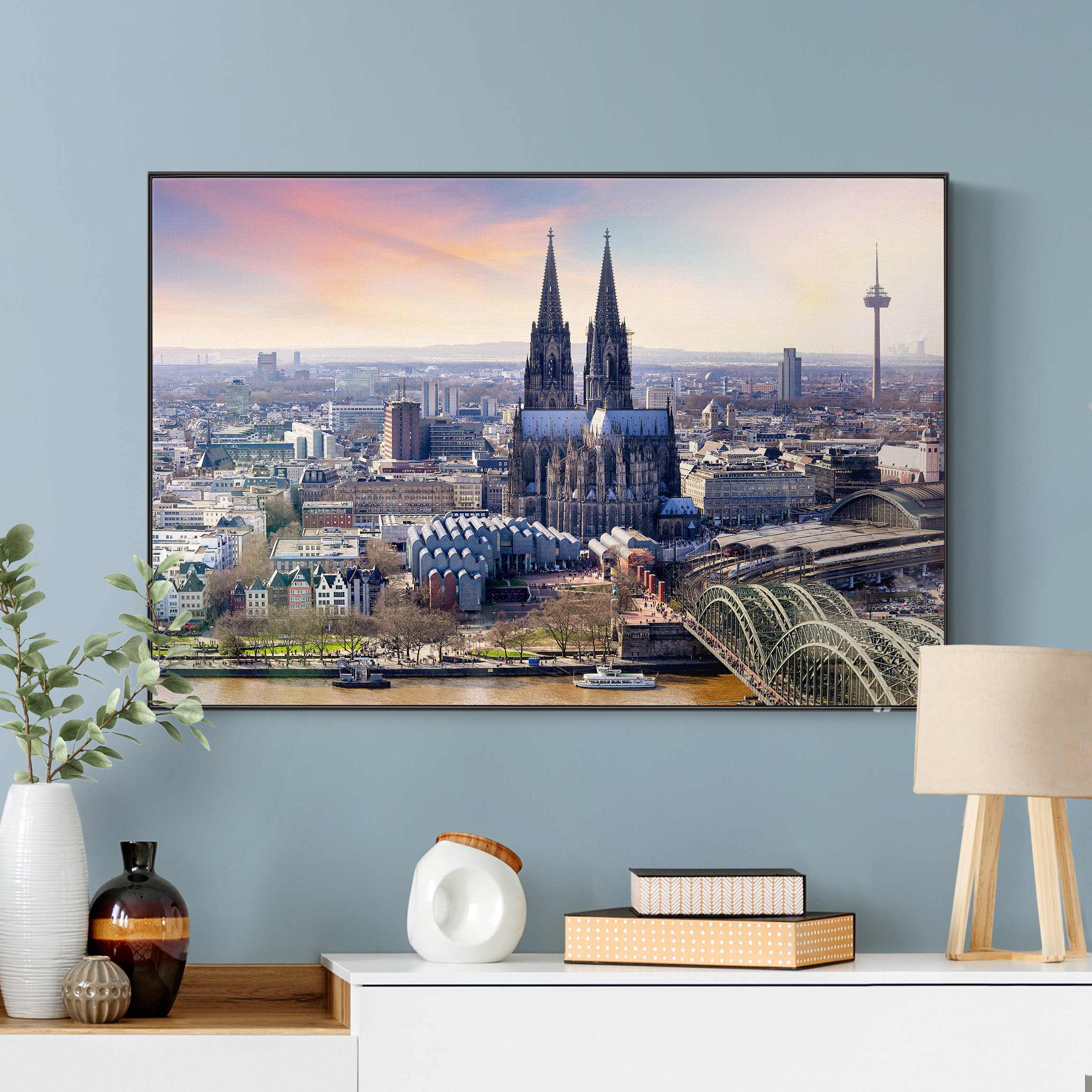 Akustik-Wechselbild Köln Skyline mit Dom