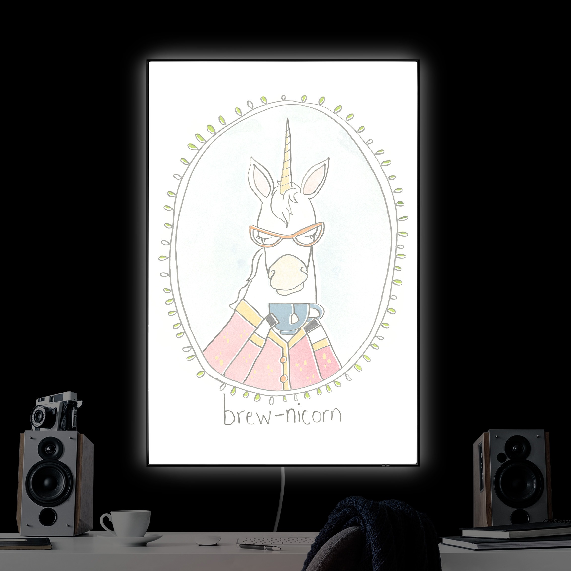 LED-Wechselbild Koffeinhaltiges Einhorn