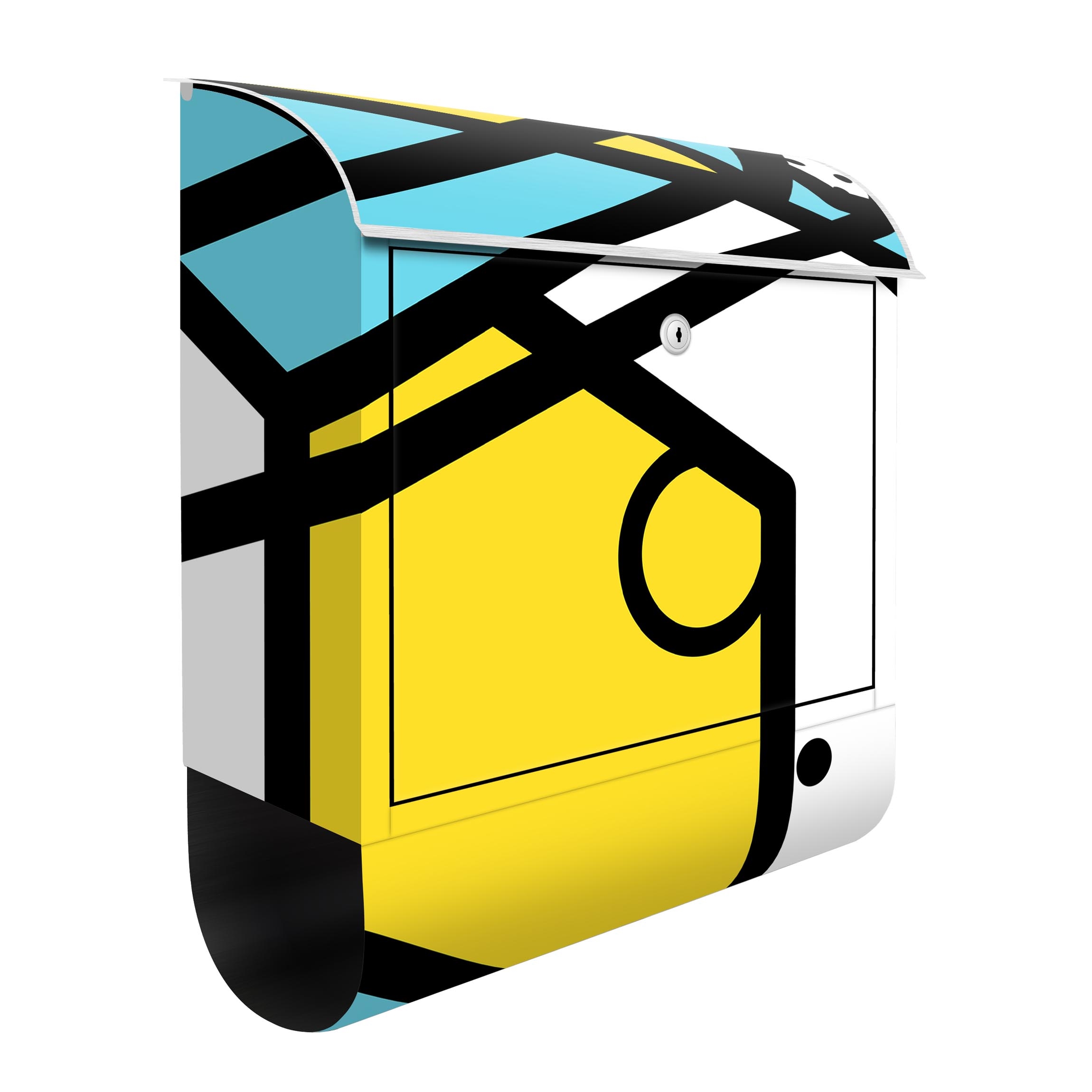 Briefkasten Komposition Neo Memphis Gelb und Blau