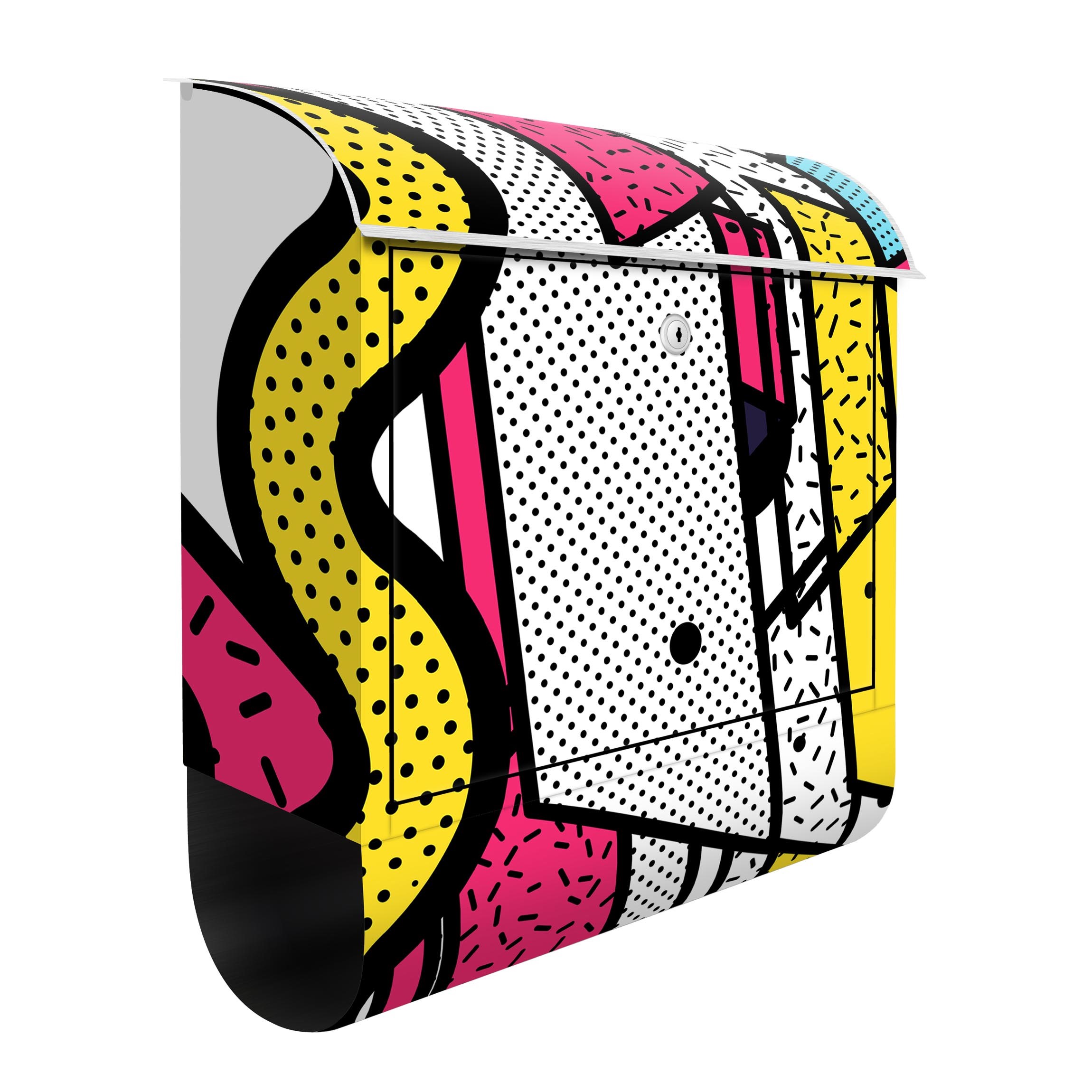 Briefkasten Komposition Neo Memphis Pink und Gelb