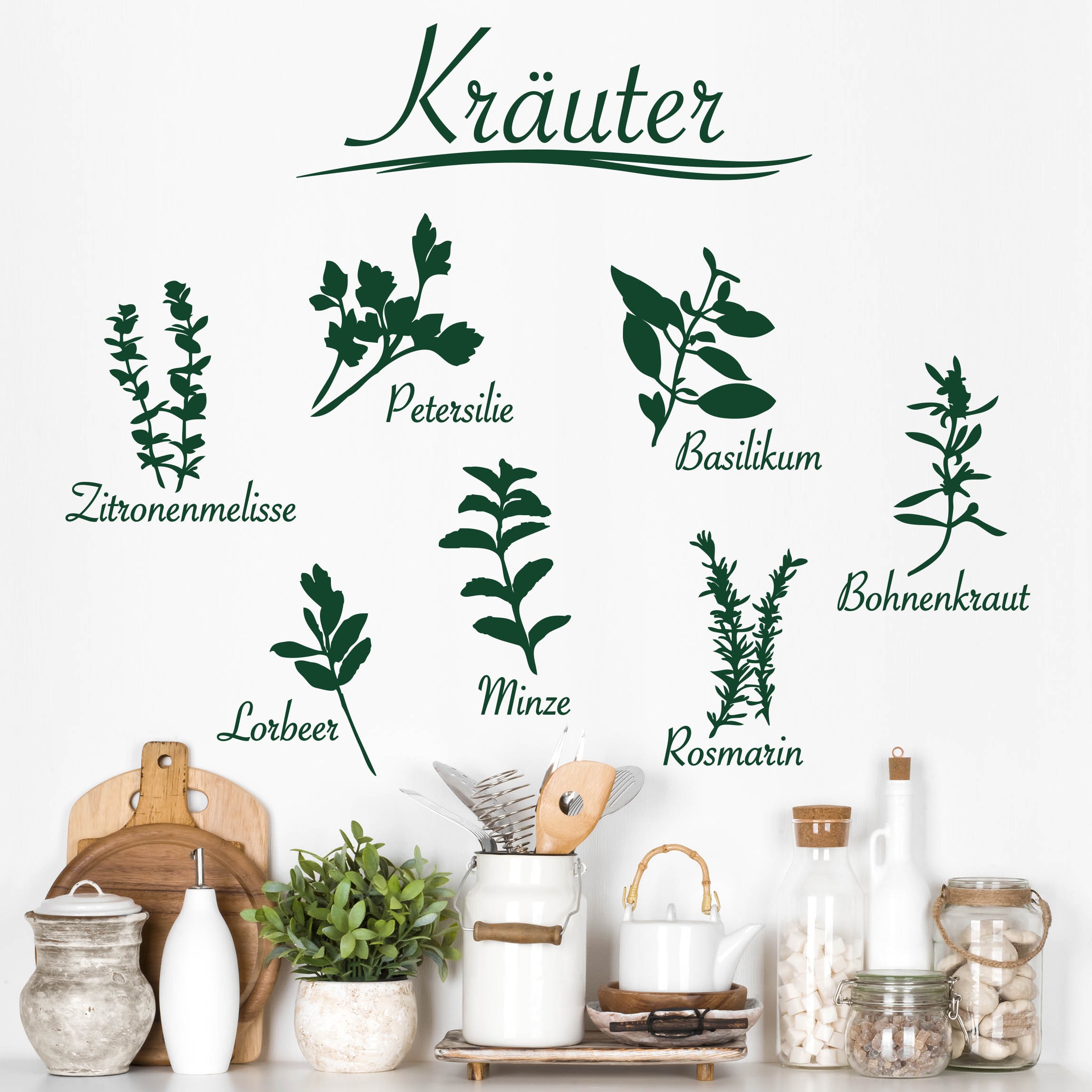 Wandtattoo 16-teilig Kräuter