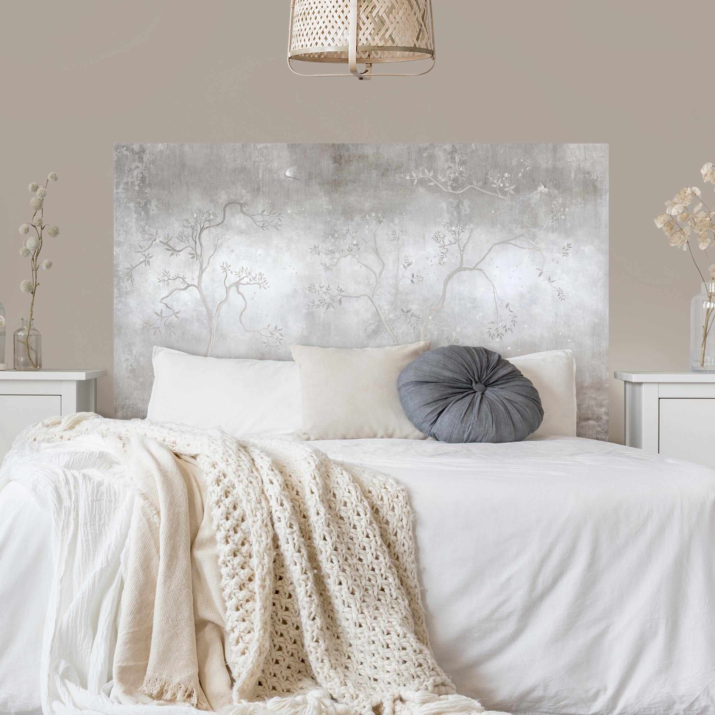 Kopfteil Bett Kraniche auf Waldlichtung