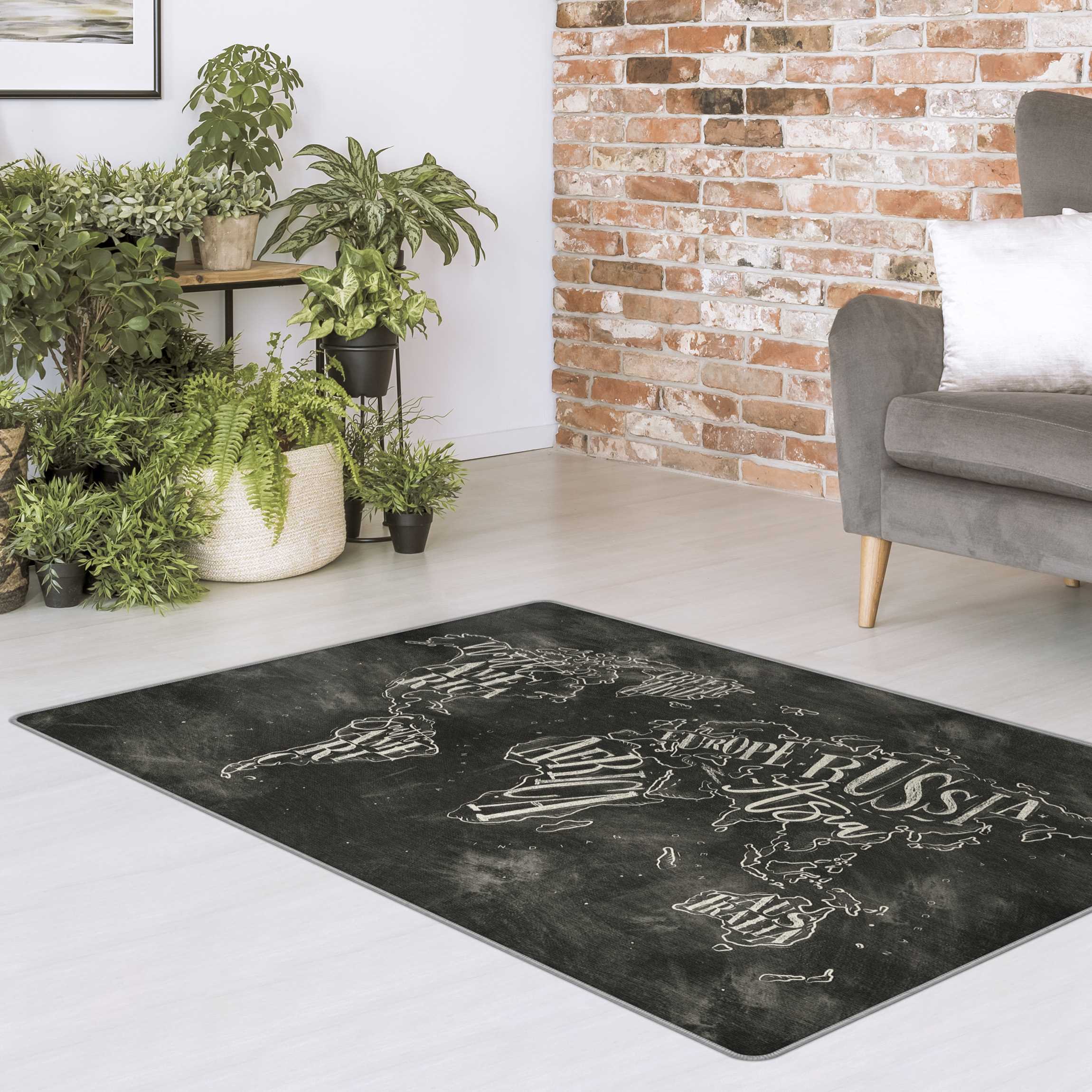 Teppich Kreide Weltkarte