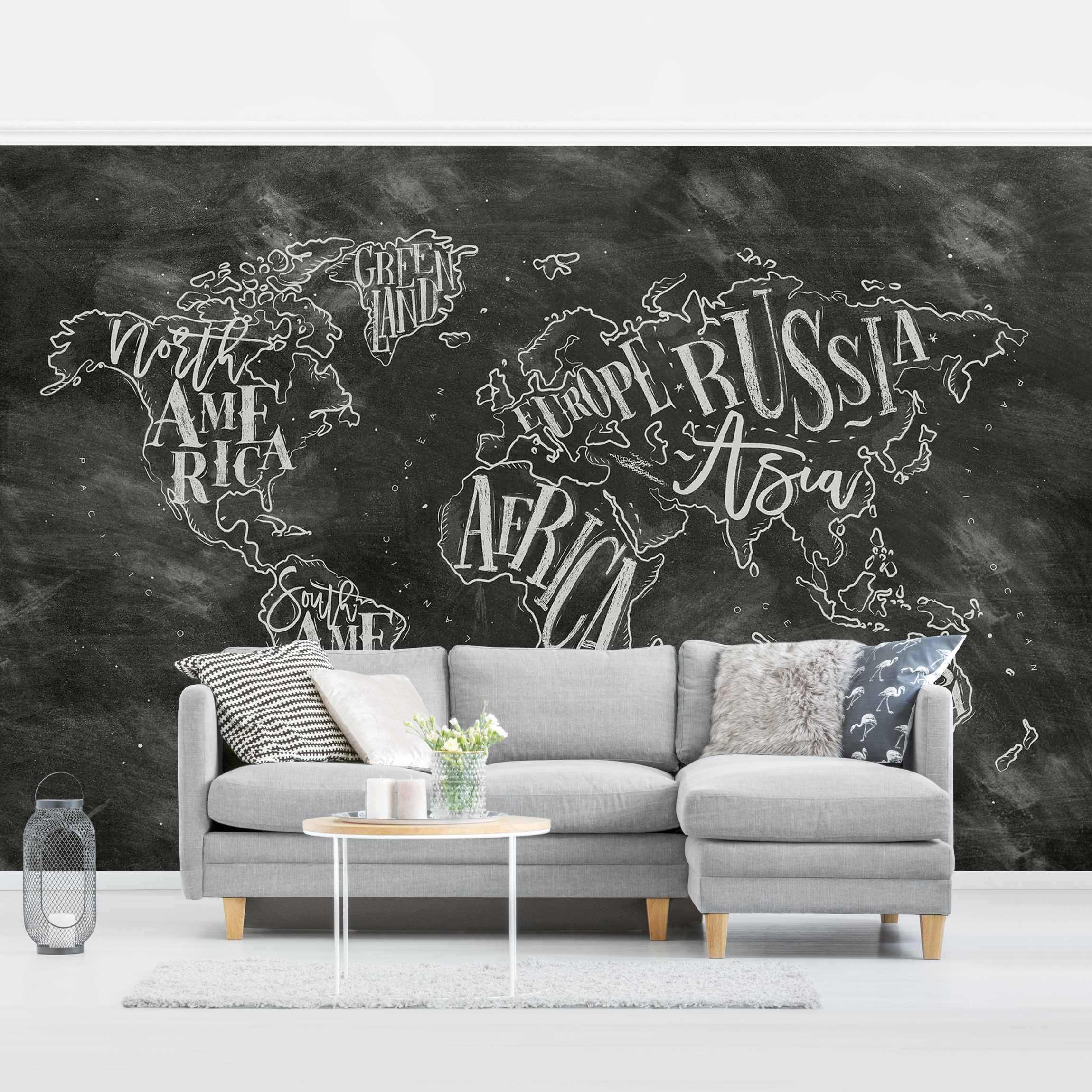 Fototapete Kreide Weltkarte